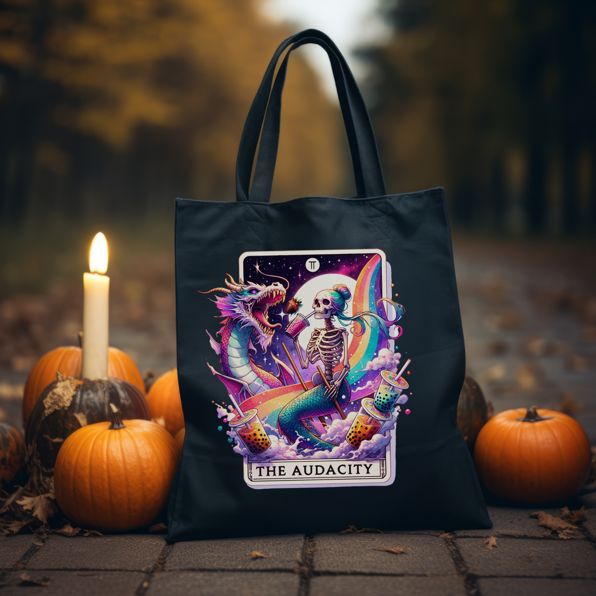 The Audacity Tote Bag – Skeleton Mermaid & Dragon Tote, Whimsical Fantasy Chaos Canvas Carryall product thumbnail image The Audacity Tote Bag – Skeleton Mermaid & Dragon Tote, Whimsical Fantasy Chaos Canvas Carryall product thumbnail image