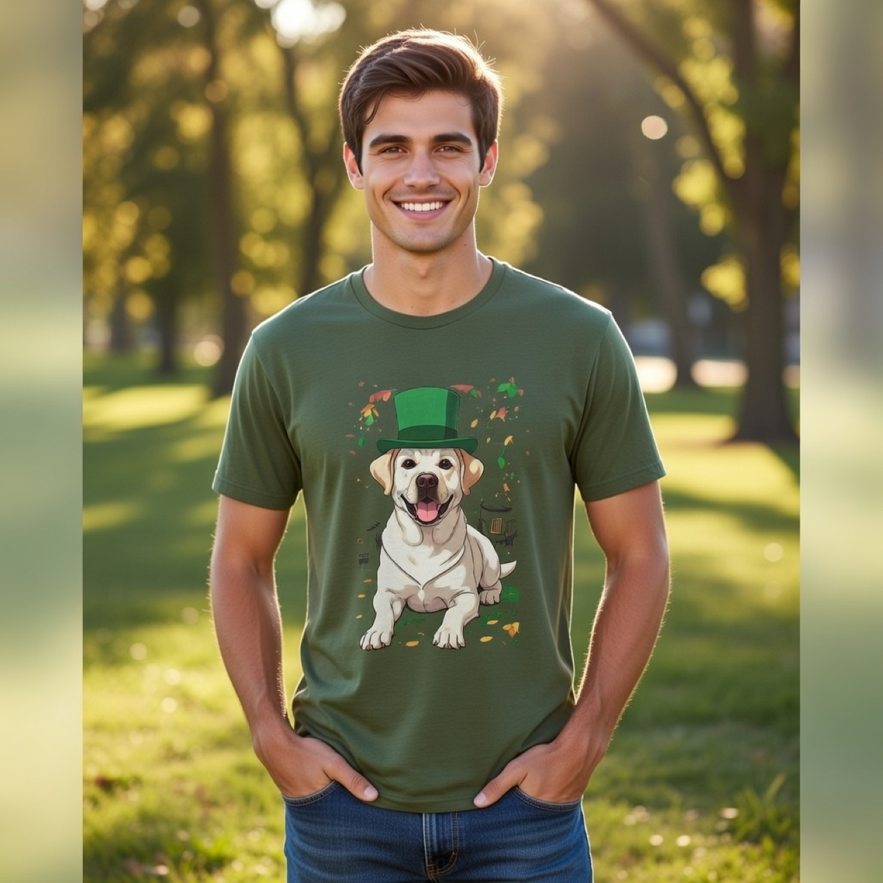 Labrador Men’s Tee – St. Patrick’s Day Dog Shirt | Lucky Lab Edition