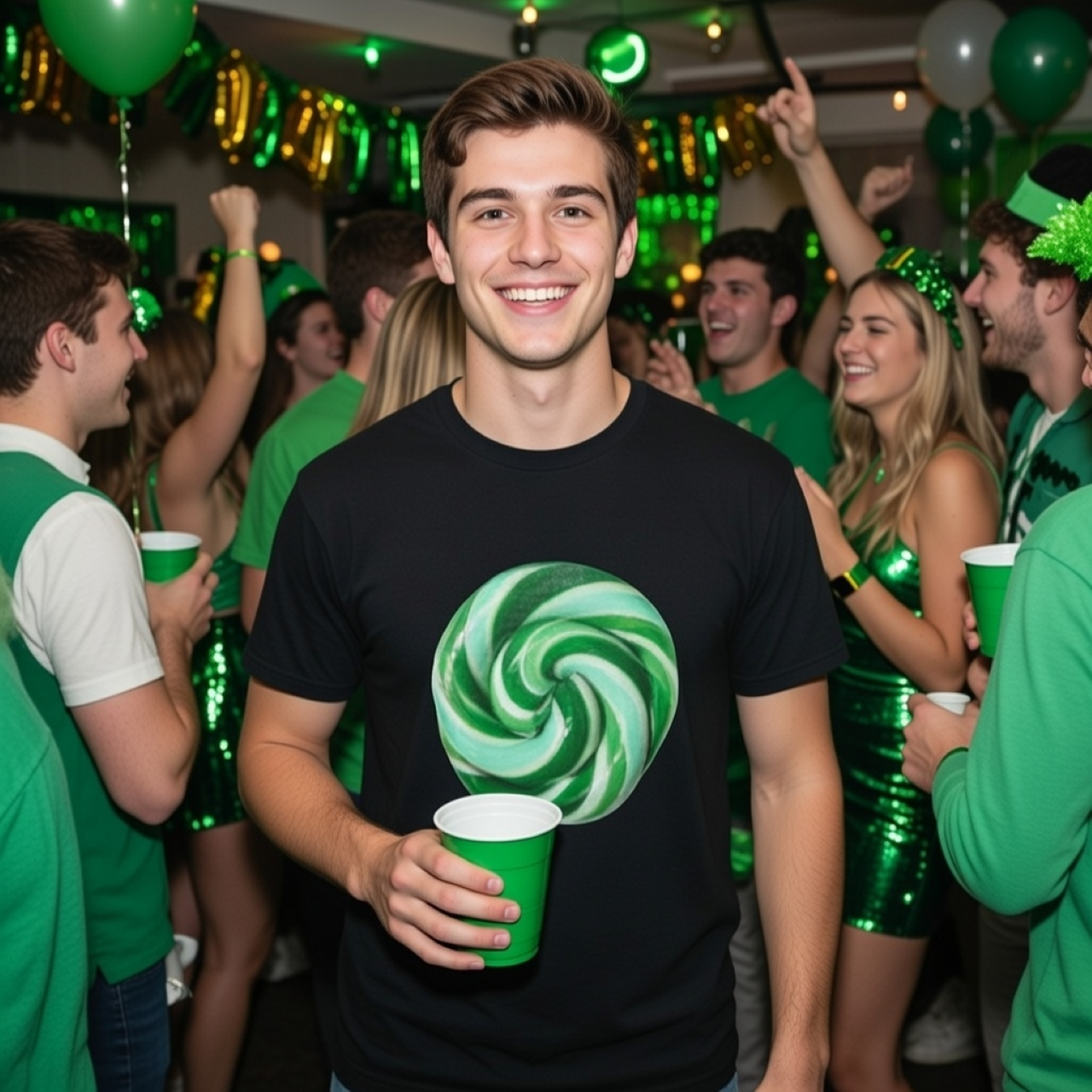 Mint Candy Tee – Soft, Breathable Hand-Painted Swirl T-Shirt