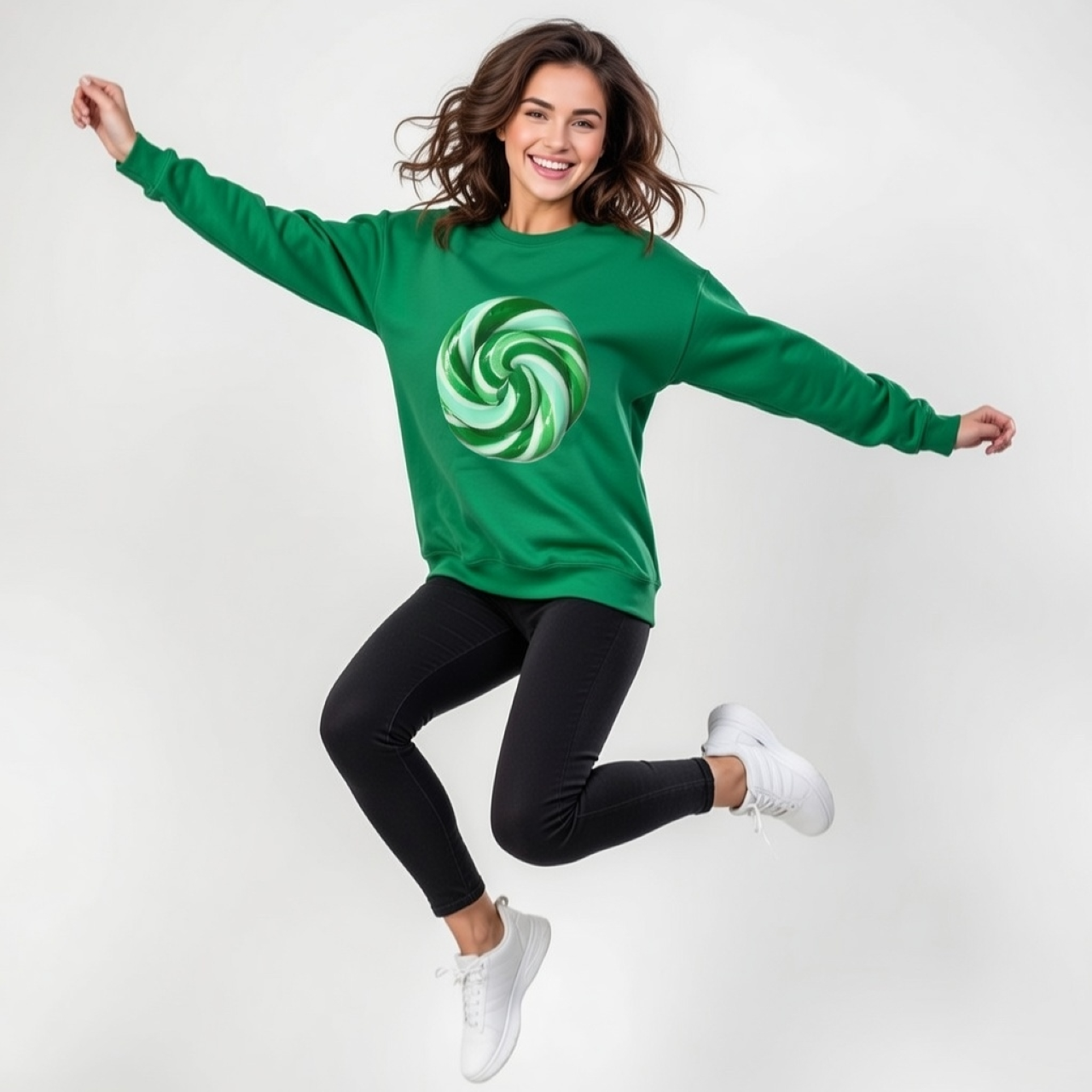 Mint Candy Sweatshirt – Cozy Mint Swirl Graphic Sweatshirt
