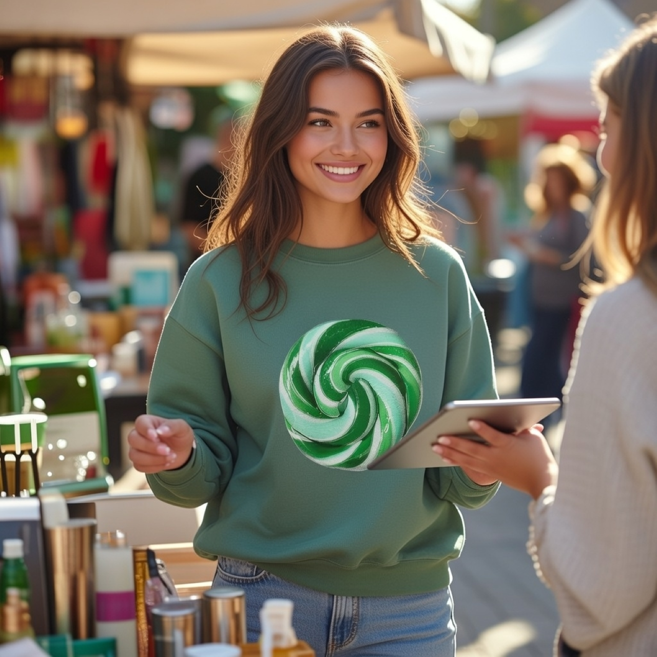 Mint Candy Sweatshirt – Cozy Mint Swirl Graphic Sweatshirt product thumbnail image