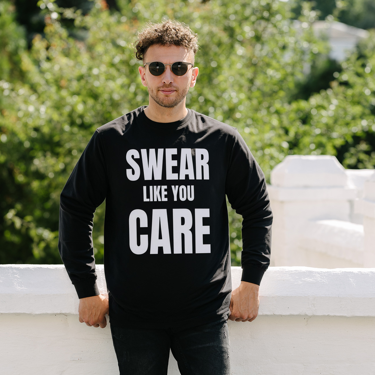 Long Sleeve Tee — “Swear Like You Care” Bold Graphic product thumbnail image