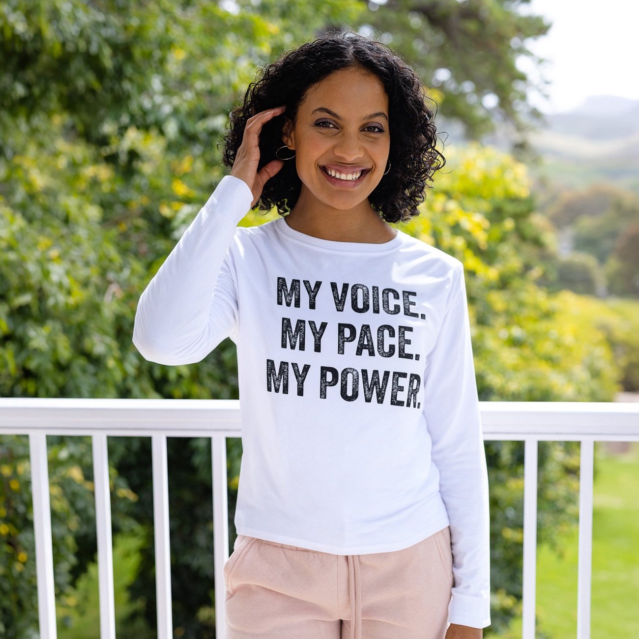 My Voice. My Pace. My Power. Long Sleeve Tee — Empowerment Statement Shirt product thumbnail image