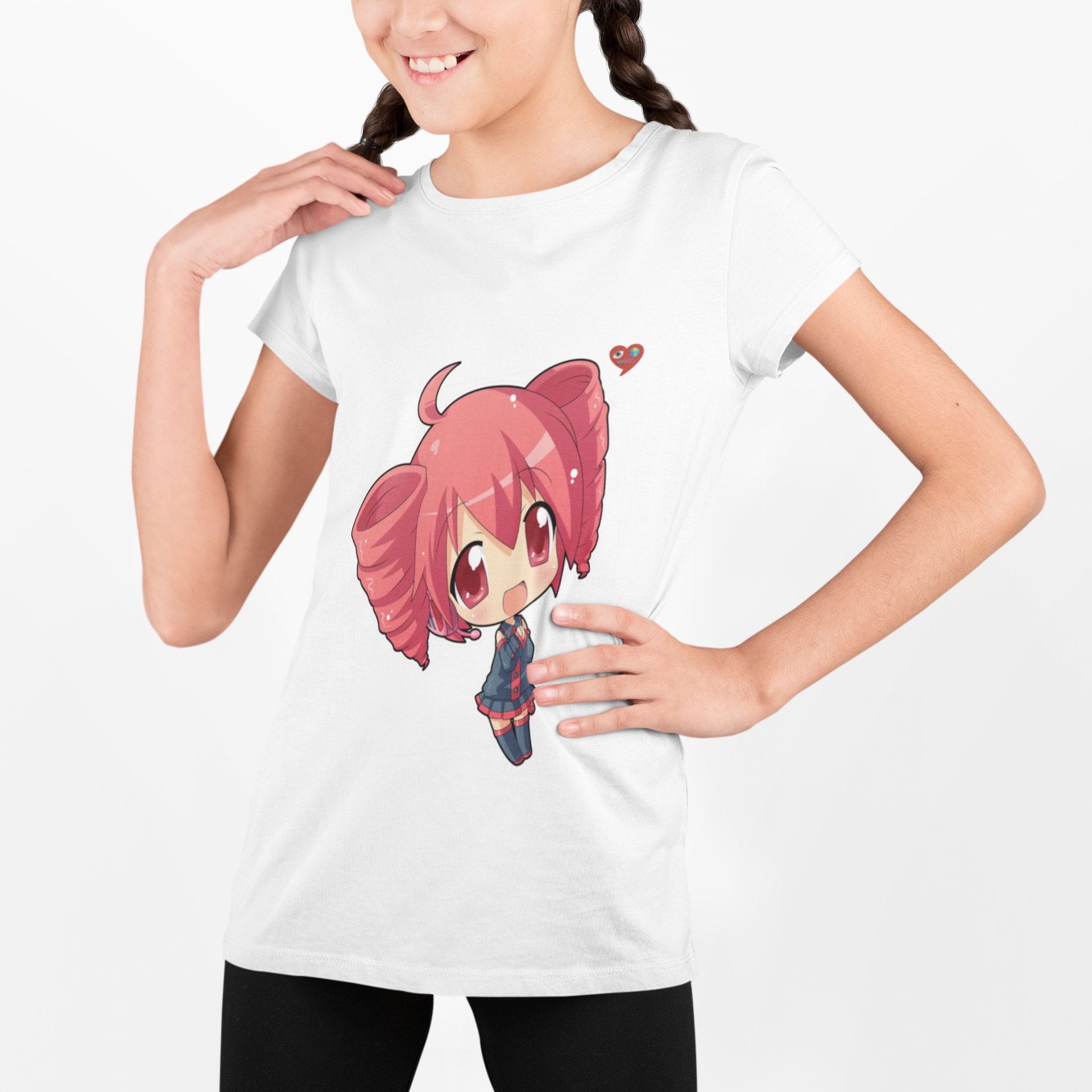 Kids Tee — Cute Red-Haired Chibi Girl Anime Shirt product thumbnail image