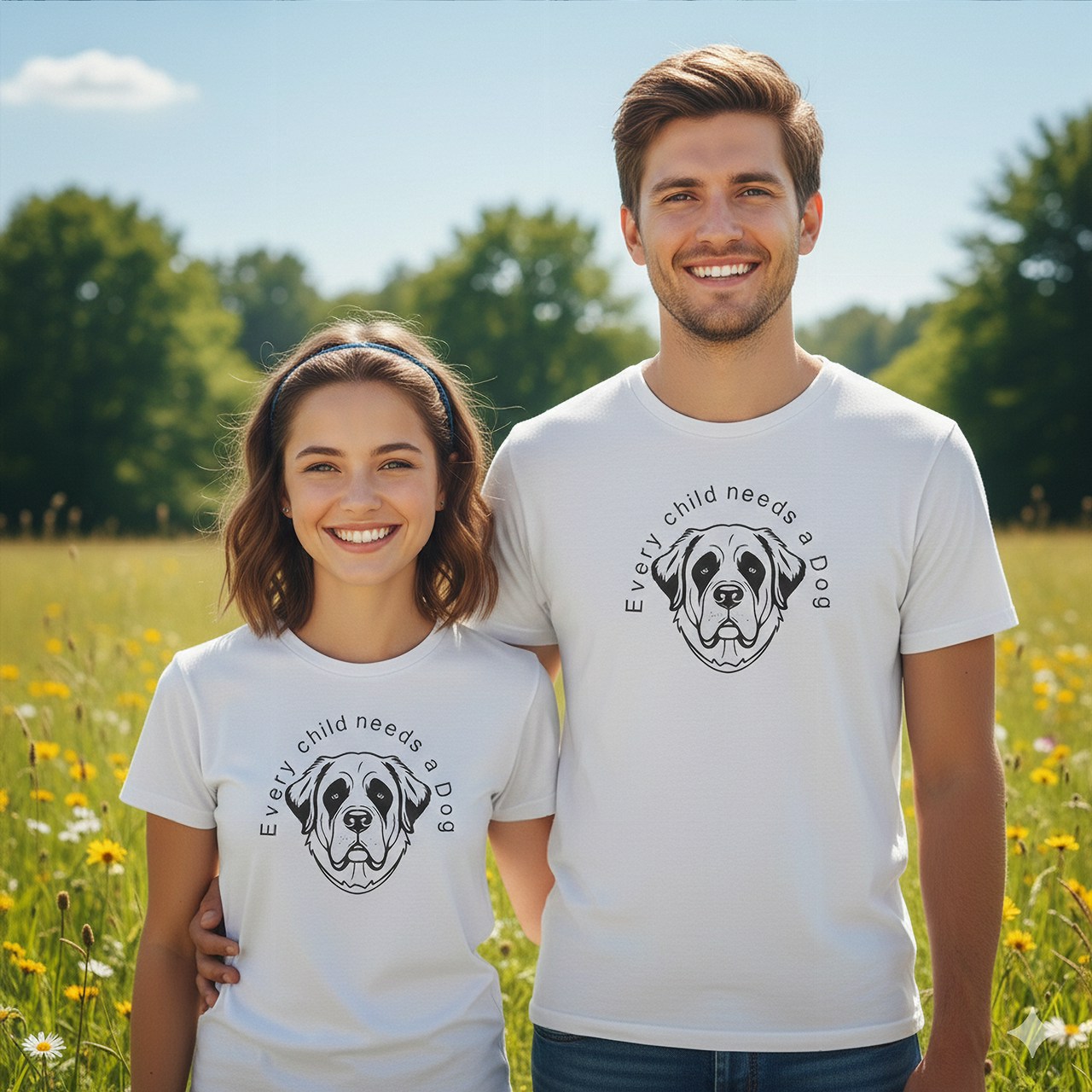 Every Child Needs a Dog T-Shirt  Cute St. Bernard Illustration Tee for Dog Lovers, Kids &amp; Families
