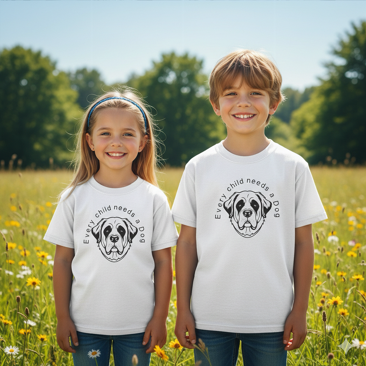 Kids T-Shirt  "Every Child Needs a Dog" Cute Puppy Tee for Kids