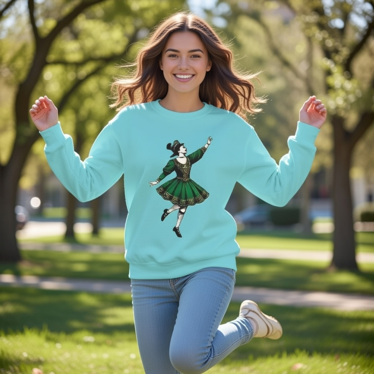 Irish Step Dancer Sweatshirt – Vintage Celtic Dance Crewneck | Garment-Dyed Unisex Irish Pullover | St. Patrick’s Day Dance Sweatshirt product thumbnail image