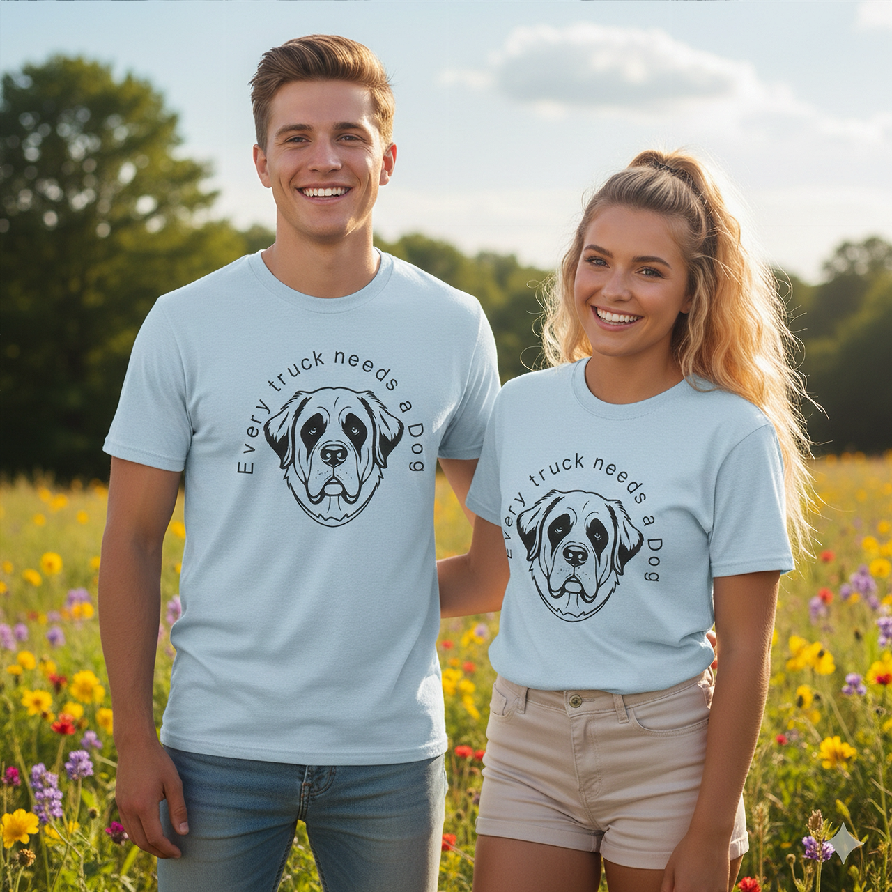 Every Truck Needs a Dog T-Shirt  Cute St. Bernard Illustration Tee for Dog Lovers, Kids &amp; Families