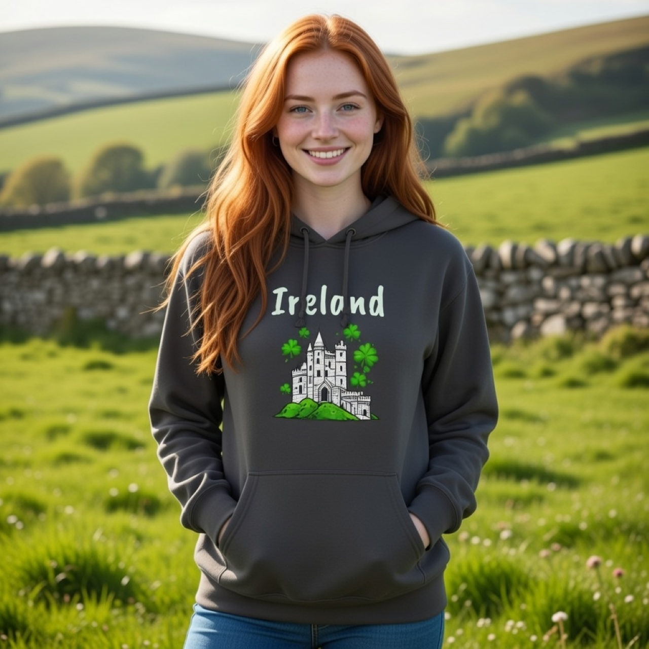 Ireland Castle Hoodie – Garment-Dyed Heavyweight Pullover with Castle & Clover Design product thumbnail image Ireland Castle Hoodie – Garment-Dyed Heavyweight Pullover with Castle & Clover Design product thumbnail image