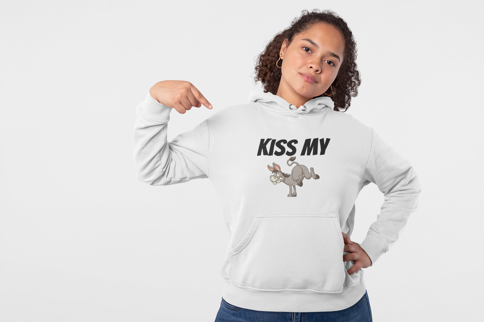 Unisex Kiss My A** Three-Panel Fleece Hoodie product thumbnail image