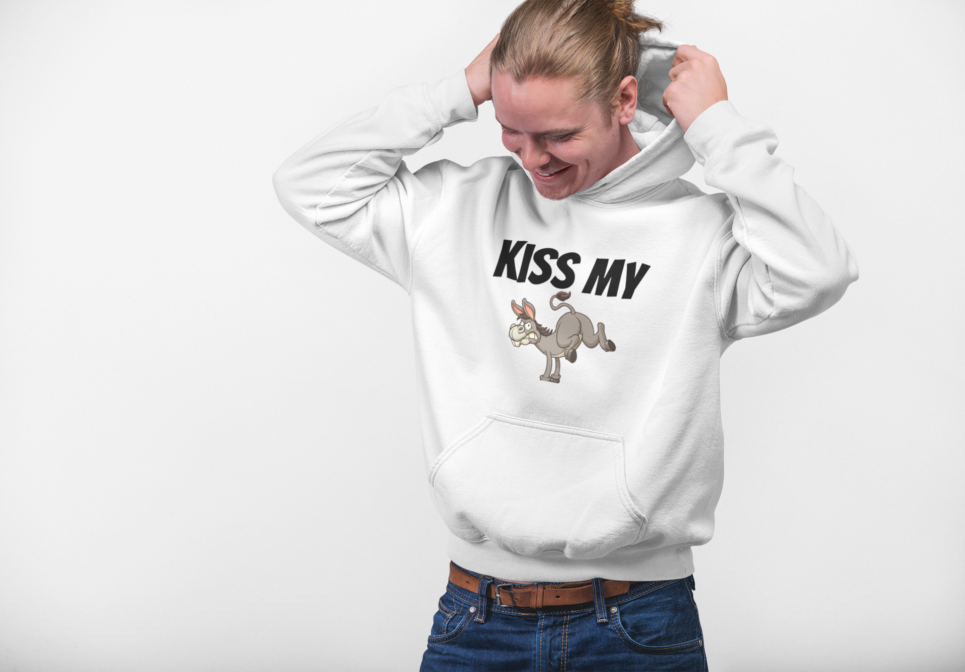 Unisex Kiss My A** Three-Panel Fleece Hoodie product thumbnail image