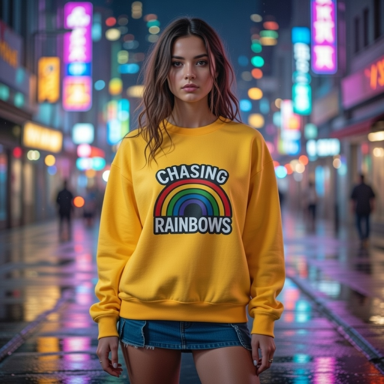 Chasing Rainbows Sweatshirt – Garment-Dyed Medium-Weight Pullover with Embroidered Rainbow product thumbnail image Chasing Rainbows Sweatshirt – Garment-Dyed Medium-Weight Pullover with Embroidered Rainbow product thumbnail image