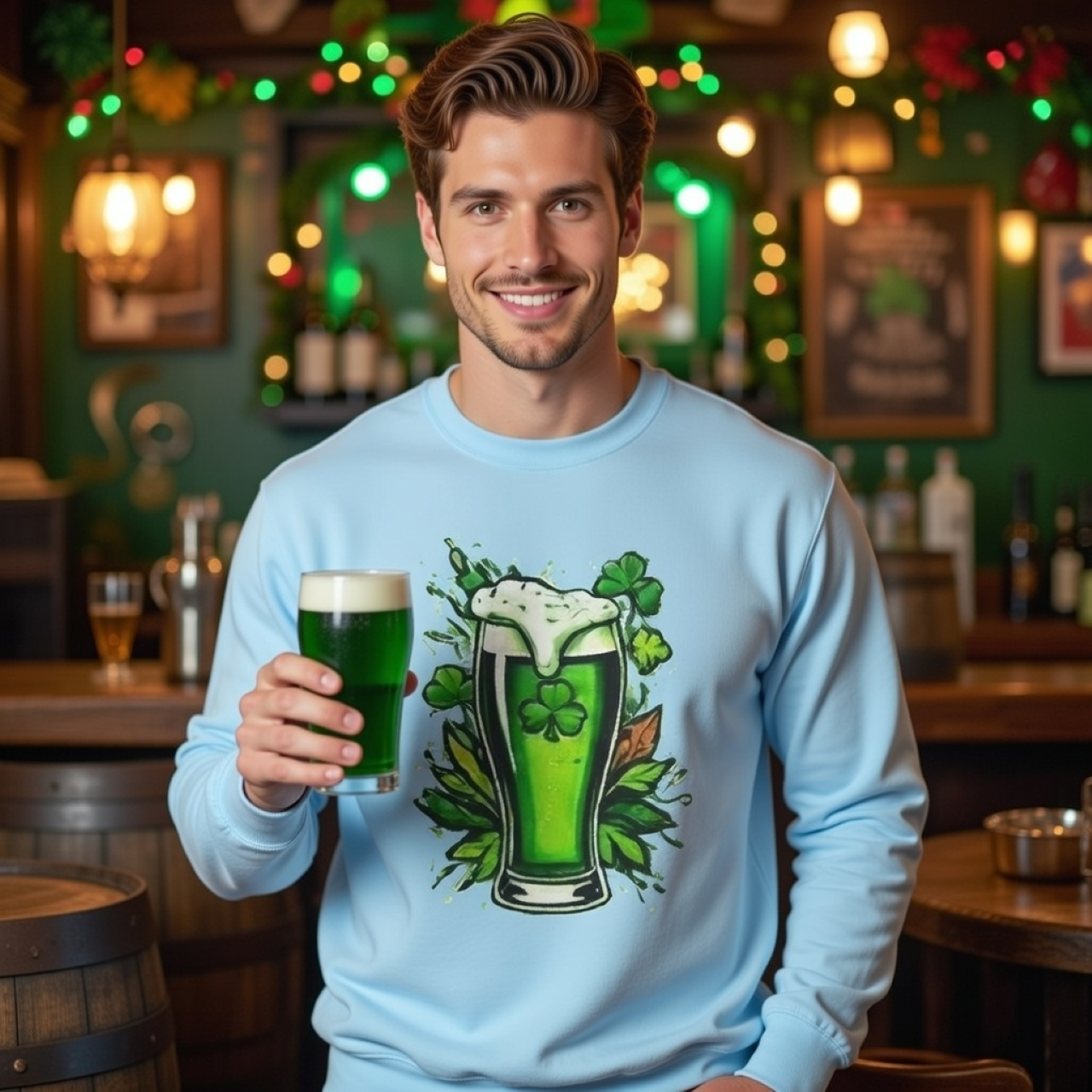 St. Patrick’s Green Beer Sweatshirt – Garment-Dyed Irish Graphic Crewneck product thumbnail image St. Patrick’s Green Beer Sweatshirt – Garment-Dyed Irish Graphic Crewneck product thumbnail image