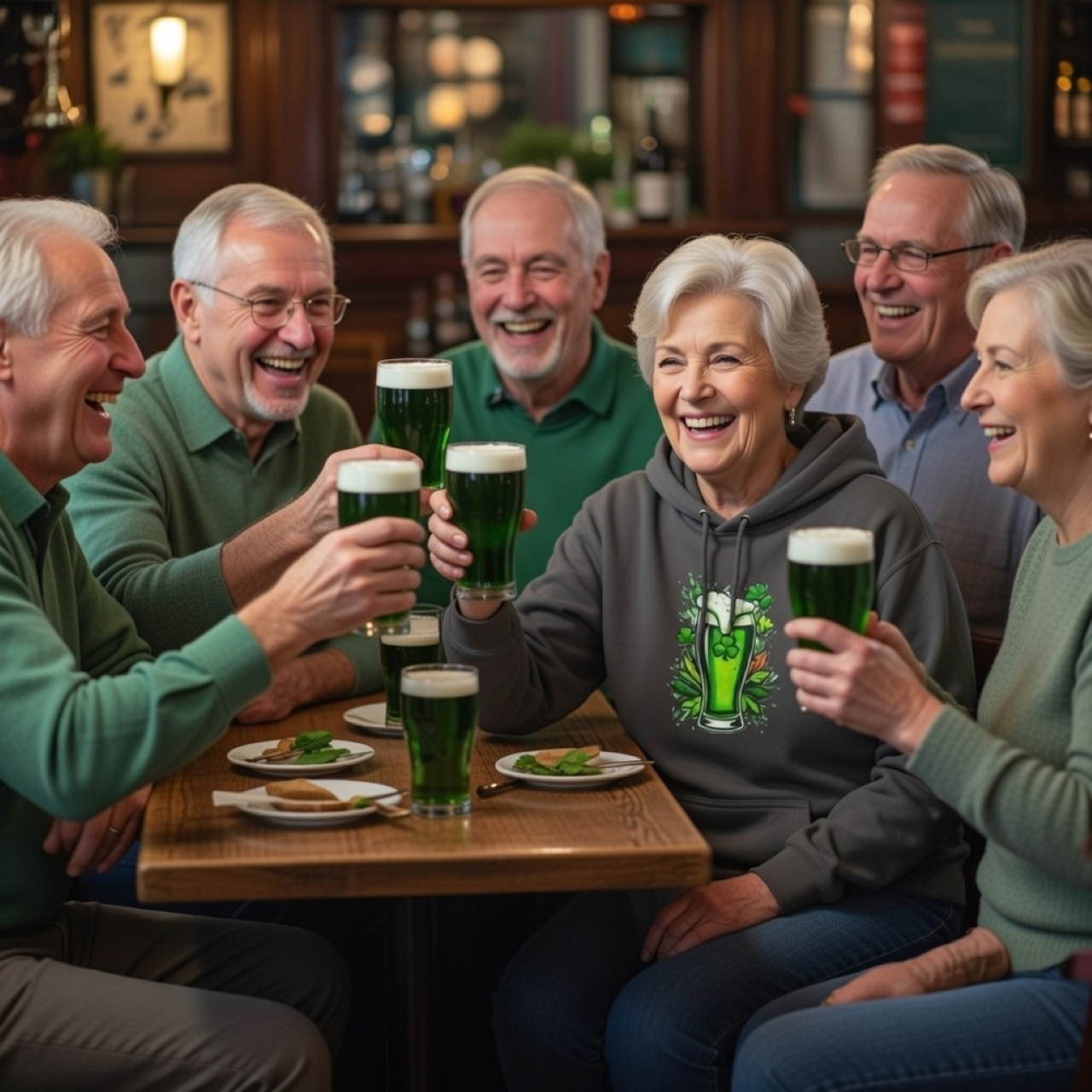St. Patrick's Day Green Beer Hoodie – Garment-Dyed Botanical Graphic Pullover product thumbnail image