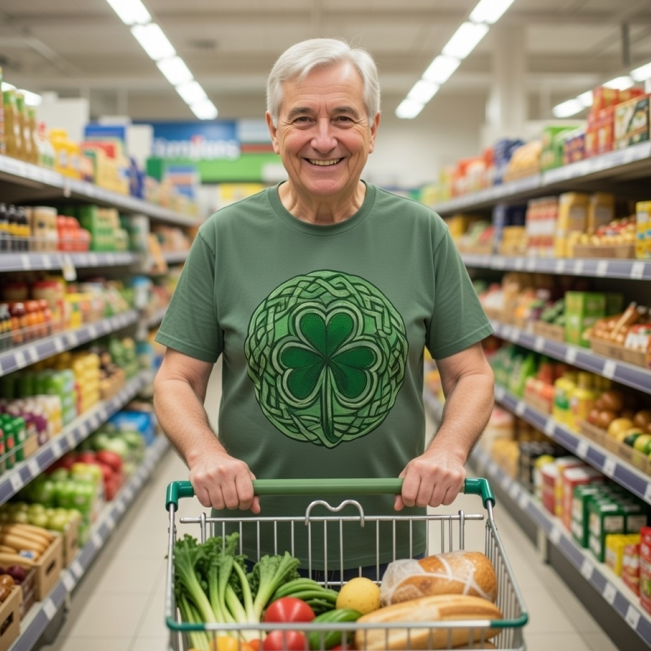 Celtic Shamrock T-Shirt – Garment-Dyed Celtic Knot &amp; Four-Leaf Clover Tee product thumbnail image