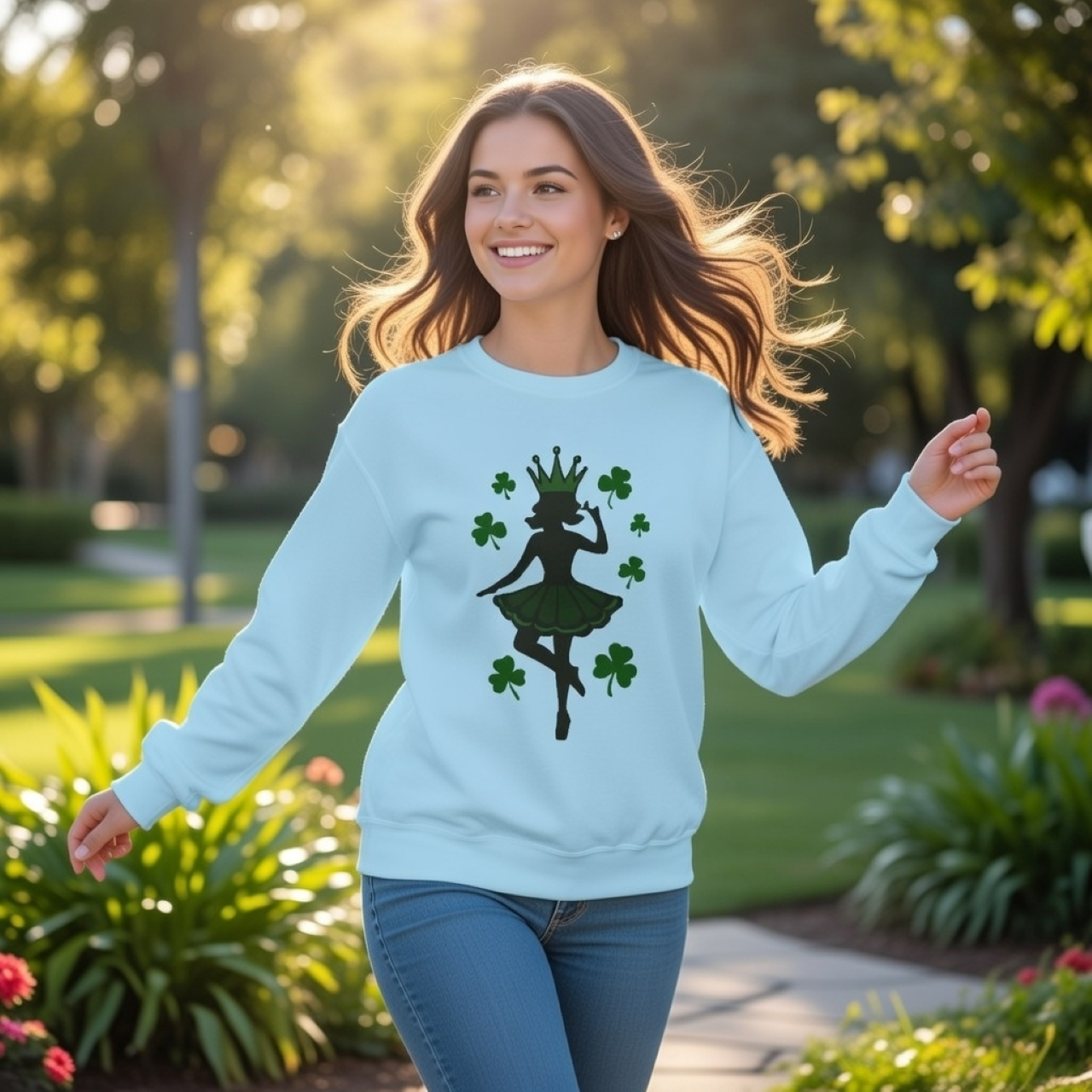 Shamrock Fairy Woman Sweatshirt – Garment-Dyed Celtic Fairy Crewneck product thumbnail image