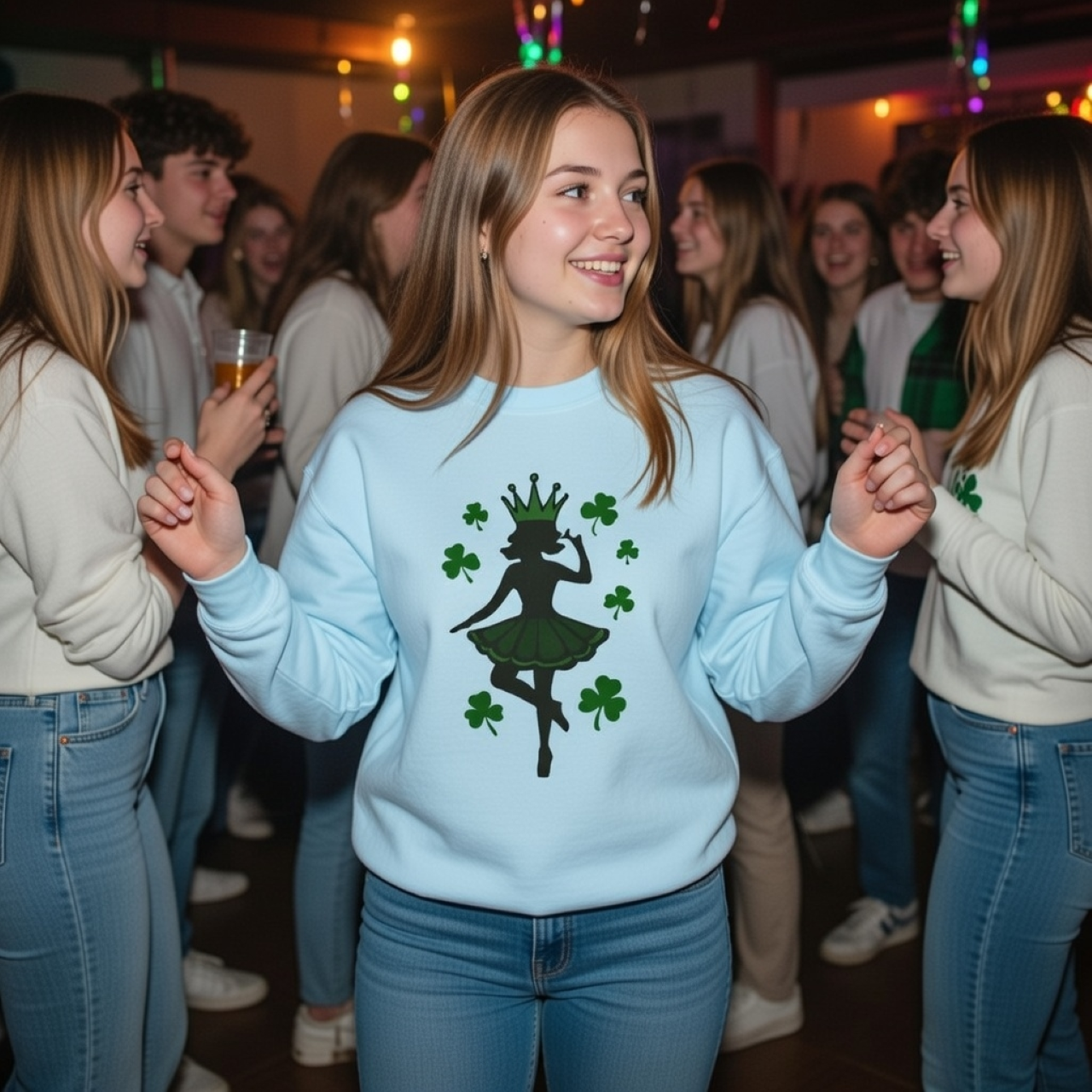 Shamrock Fairy Woman Sweatshirt – Garment-Dyed Celtic Fairy Crewneck product thumbnail image Shamrock Fairy Woman Sweatshirt – Garment-Dyed Celtic Fairy Crewneck product thumbnail image