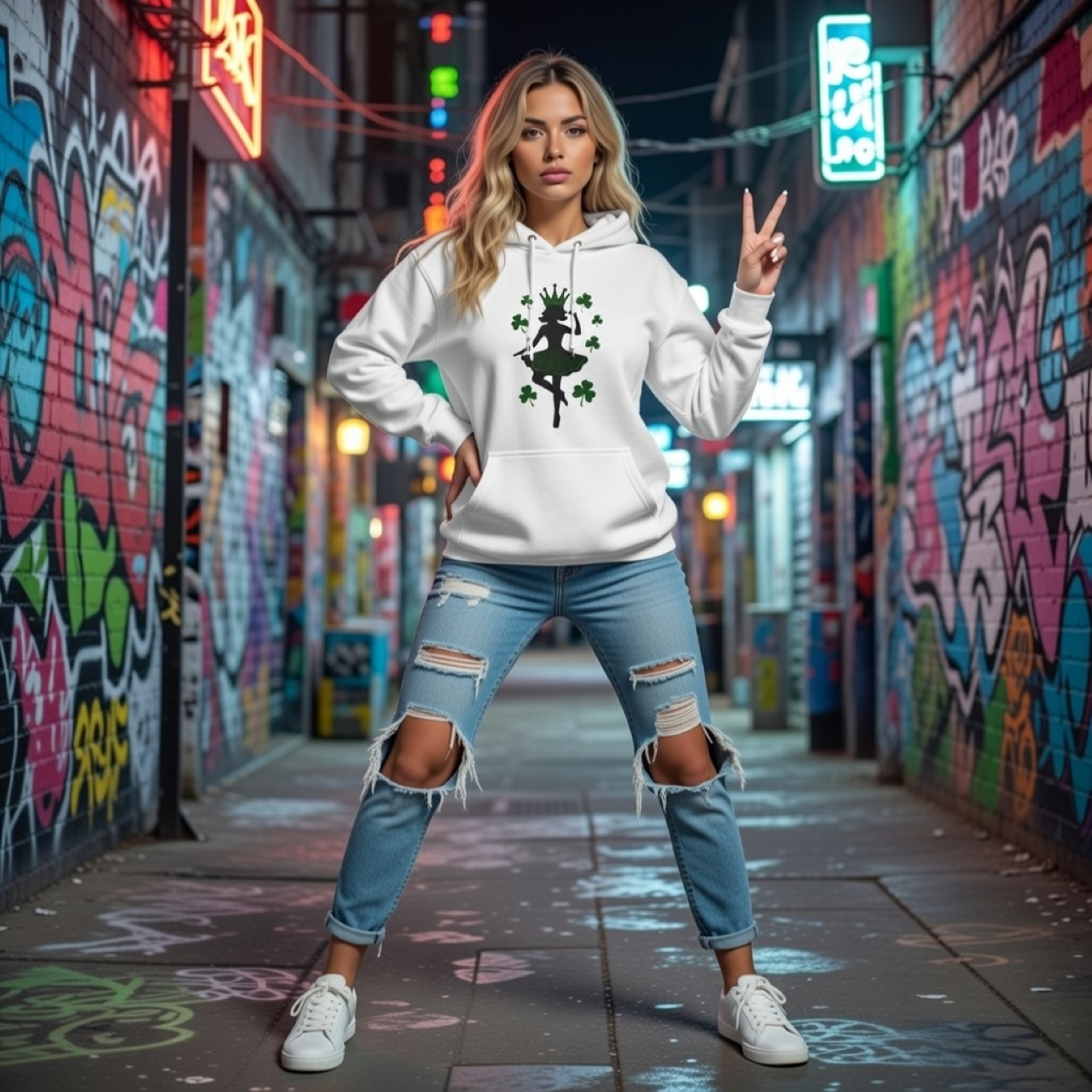 Shamrock Fairy Woman Hoodie – Garment-Dyed Celtic Fairy Pullover product thumbnail image