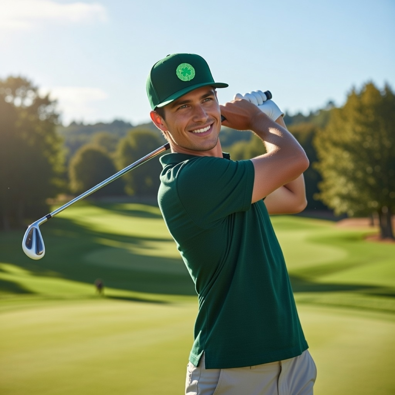 Celtic Shamrock Snapback Hat – Embroidered Four-Leaf Clover Cap product thumbnail image