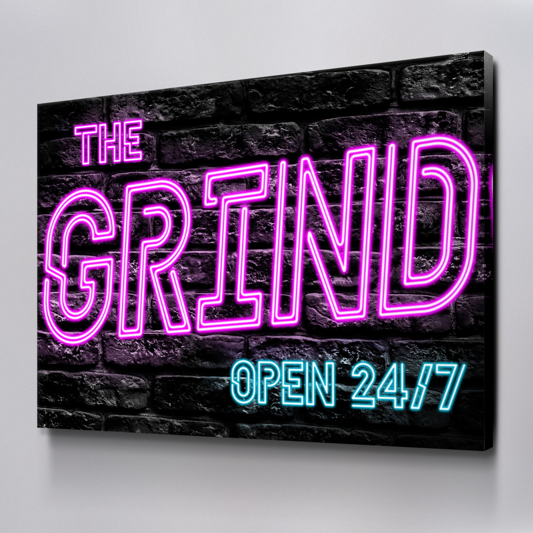Canvas Art - "The Grind Open 24/7" Neon Wall Print product thumbnail image