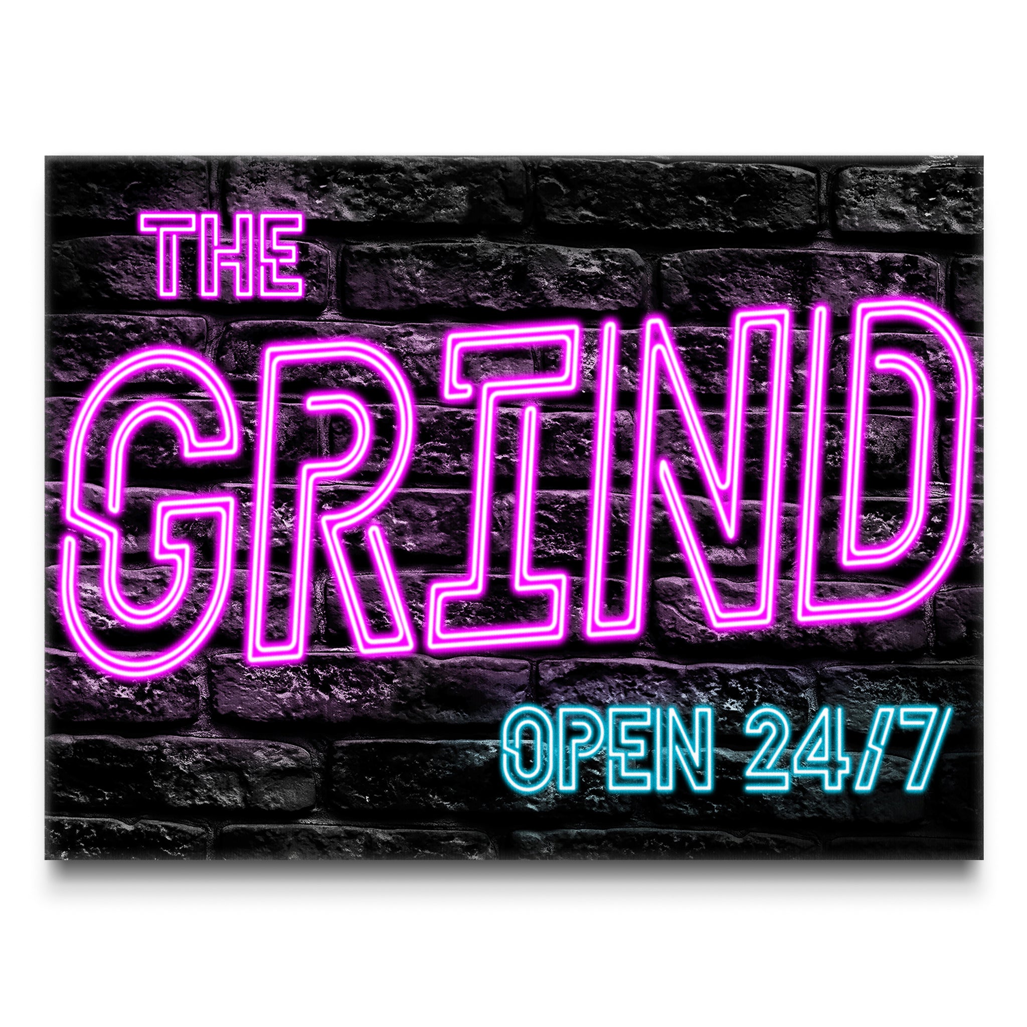 Canvas Art - "The Grind Open 24/7" Neon Wall Print product thumbnail image Canvas Art - "The Grind Open 24/7" Neon Wall Print product thumbnail image