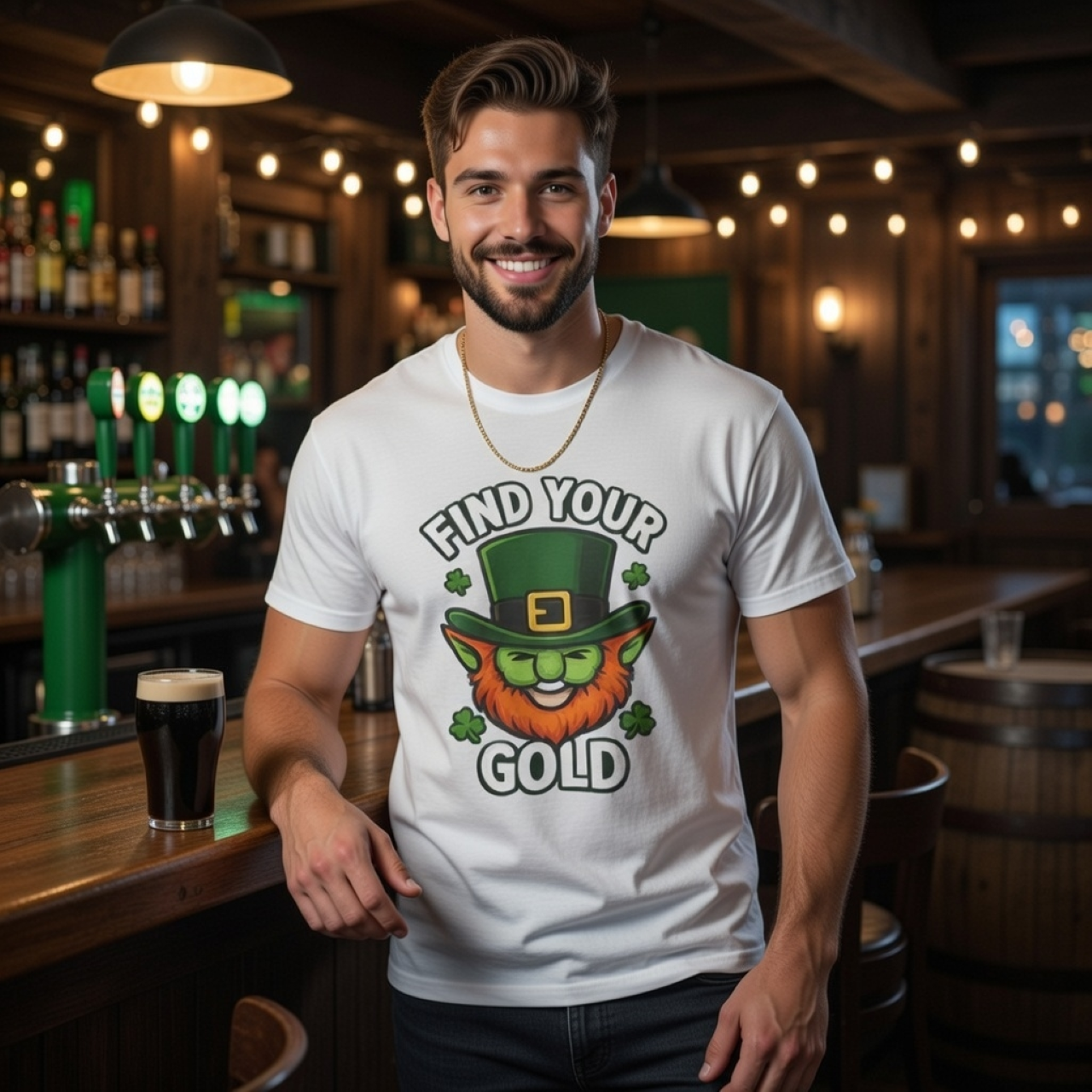 Find Your Gold Leprechaun T-Shirt – Men’s St. Patrick’s Day Graphic Tee in Soft Cotton product thumbnail image