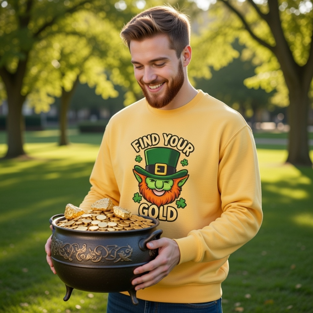 Find Your Gold Leprechaun Sweatshirt – Cozy St. Patrick’s Day Crewneck in Soft Ring-Spun Cotton product thumbnail image Find Your Gold Leprechaun Sweatshirt – Cozy St. Patrick’s Day Crewneck in Soft Ring-Spun Cotton product thumbnail image