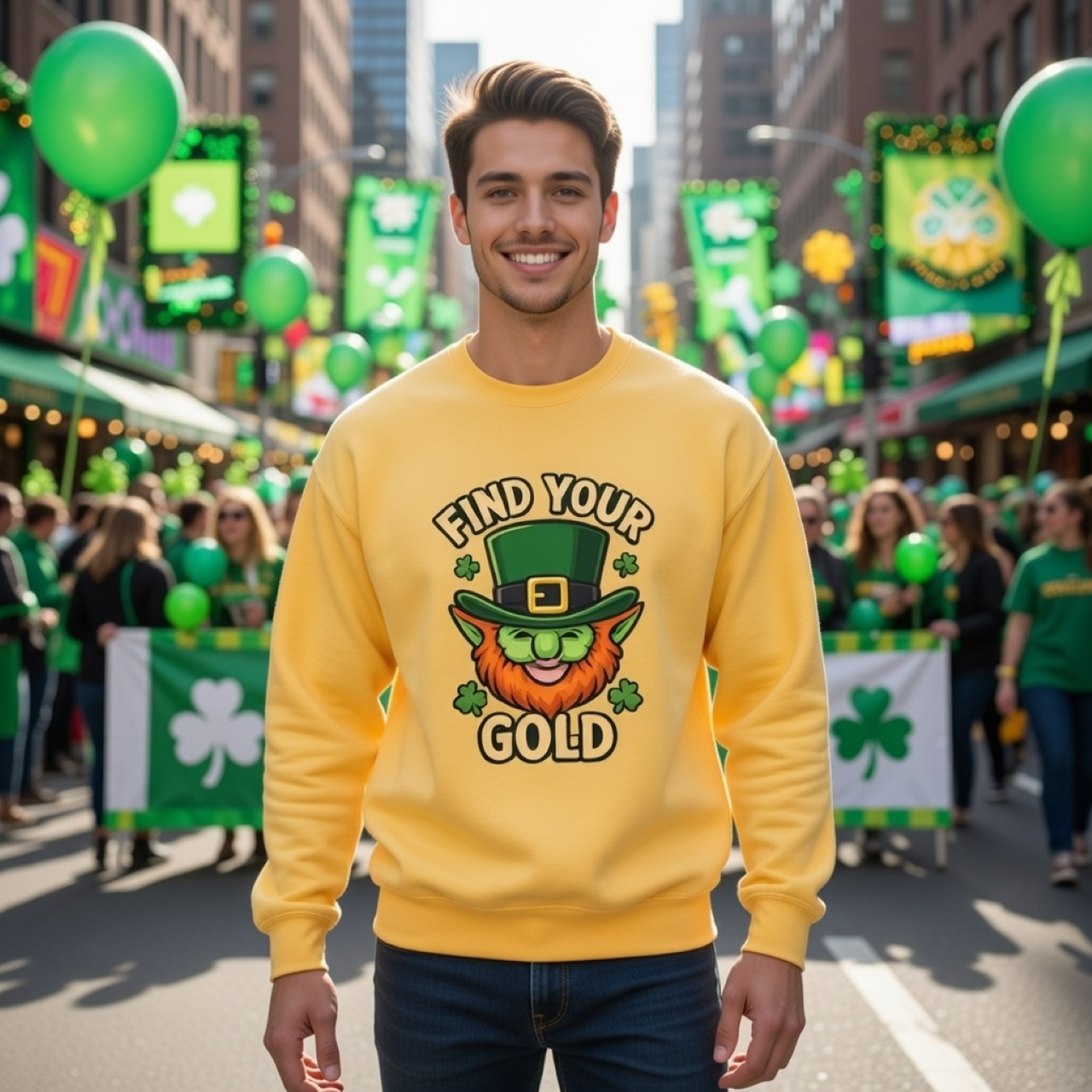 Find Your Gold Leprechaun Sweatshirt – Cozy St. Patrick’s Day Crewneck in Soft Ring-Spun Cotton product thumbnail image