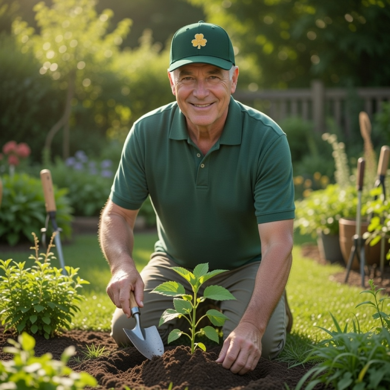 Golden Shamrock Hat – Low-Profile Irish Dad Cap with Embroidered Gold Clover product thumbnail image