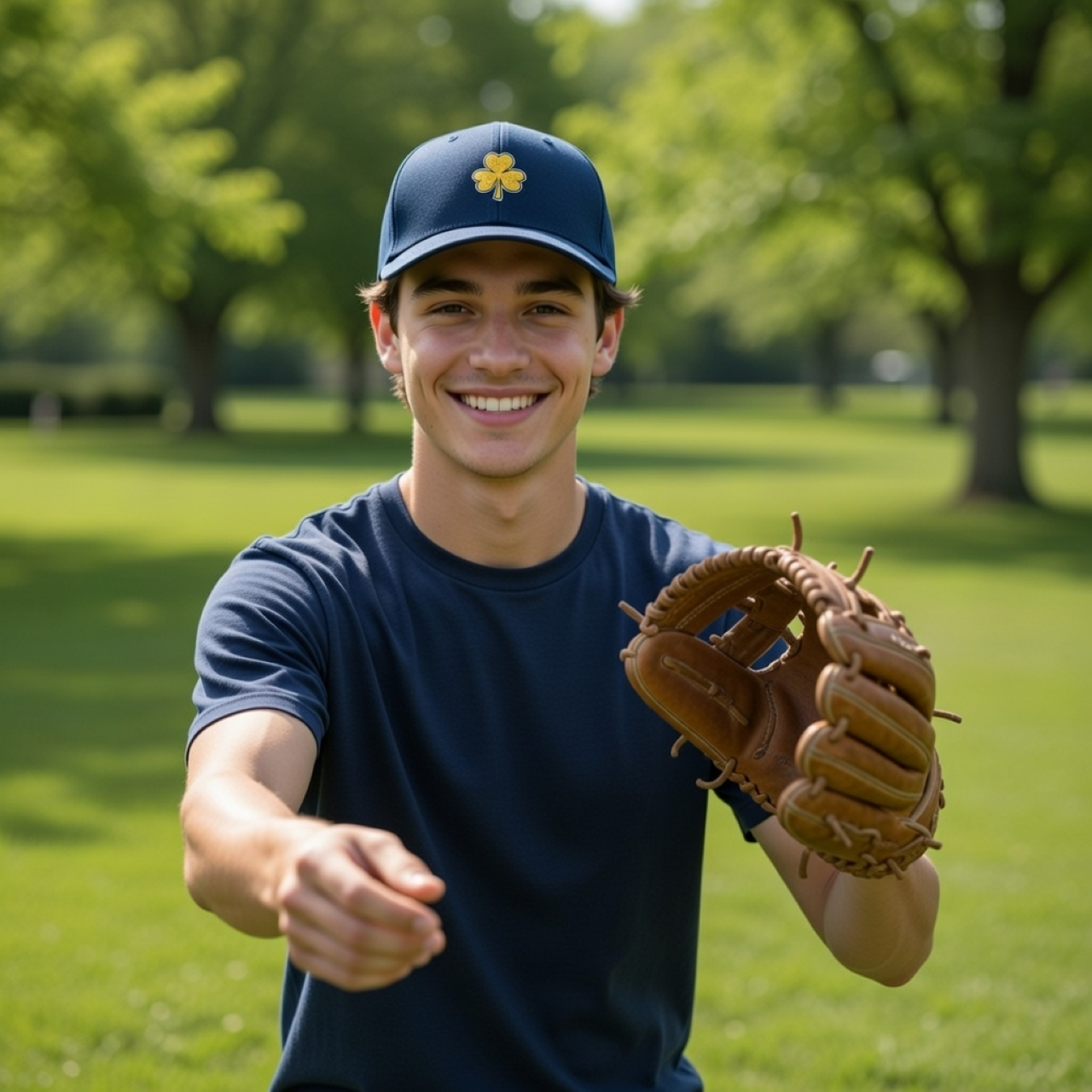 Golden Shamrock Dad Hat (Minimal Edition) – Low-Profile Cotton Cap with Embroidered Gold Clover product thumbnail image