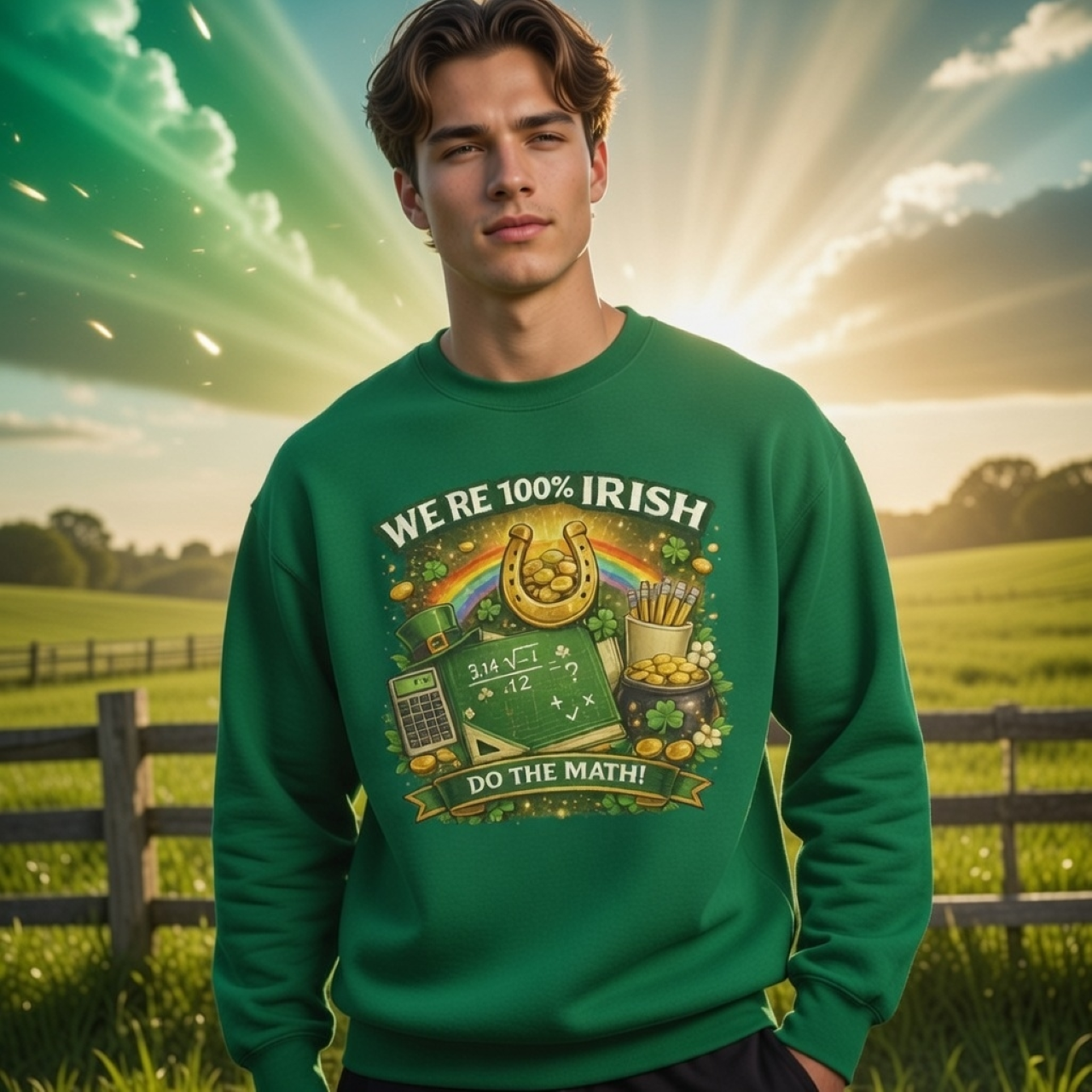 100% Irish Spirit Sweatshirt – Funny St. Patrick’s Day Pullover for Men &amp; Women product thumbnail image