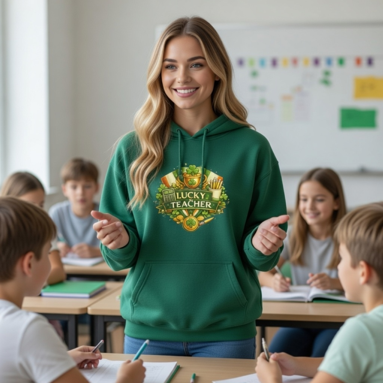 Lucky Teacher Hoodie – Cozy St. Patrick’s Day Pullover for Educators
