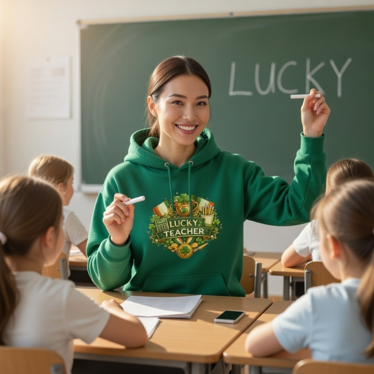 Lucky Teacher Hoodie – Cozy St. Patrick’s Day Pullover for Educators product thumbnail image Lucky Teacher Hoodie – Cozy St. Patrick’s Day Pullover for Educators product thumbnail image