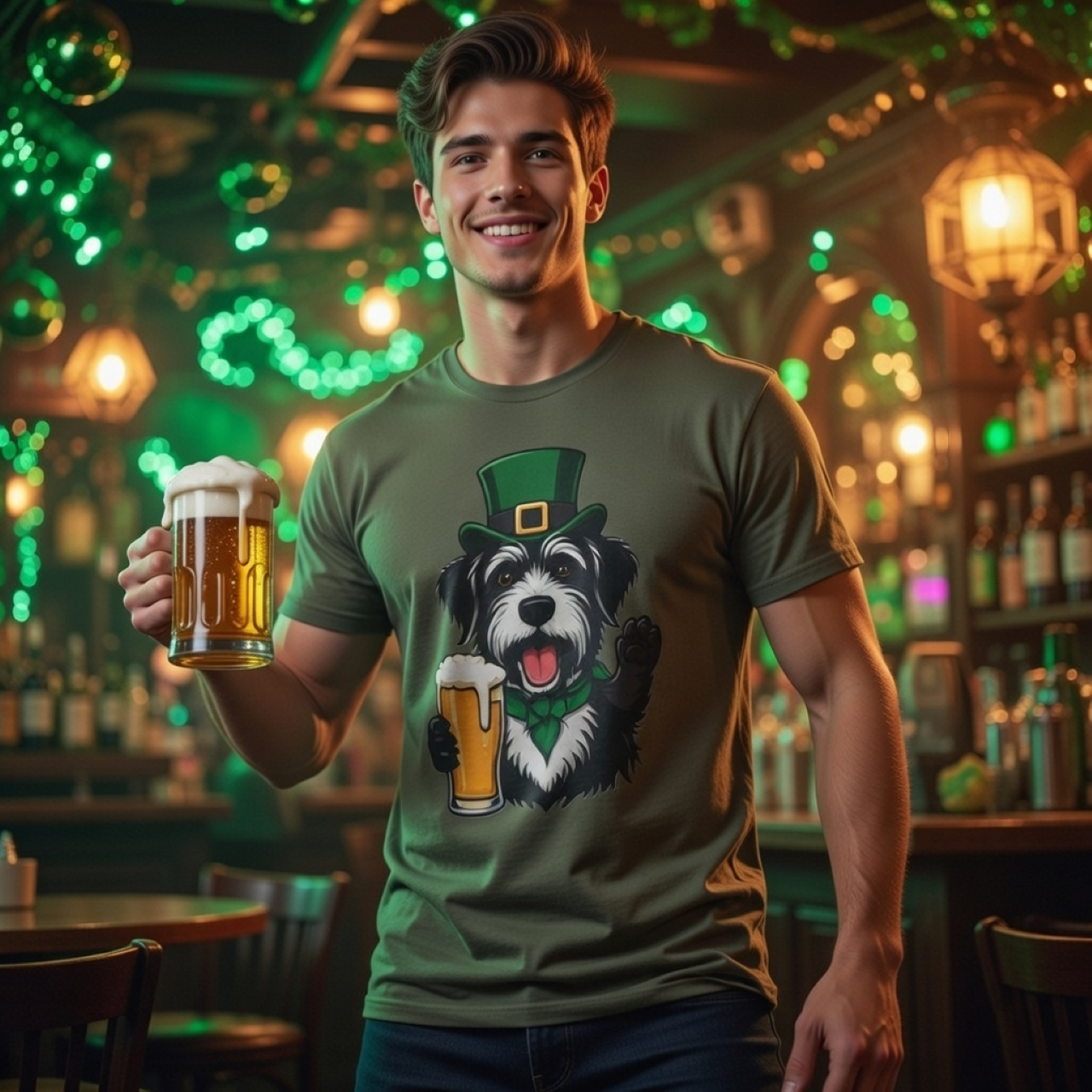 Terrier Dog Beer Tee – Funny St. Patrick’s Day Shirt for Dog Lovers product thumbnail image