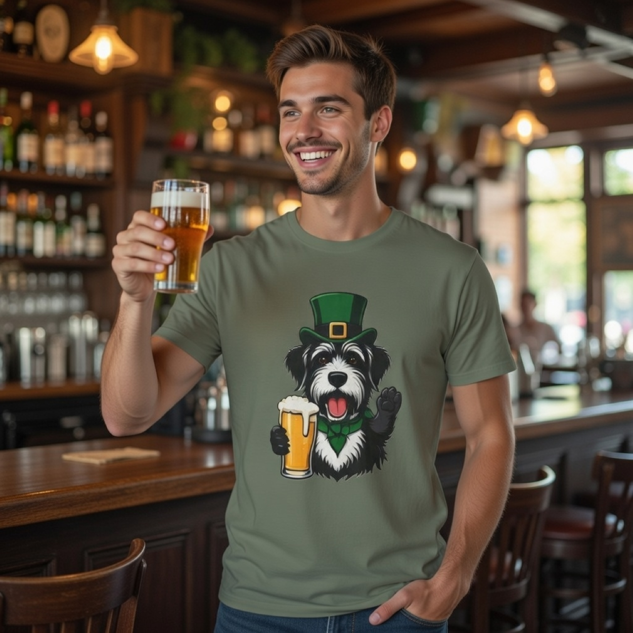 Terrier Dog Beer Tee – Funny St. Patrick’s Day Shirt for Dog Lovers product thumbnail image