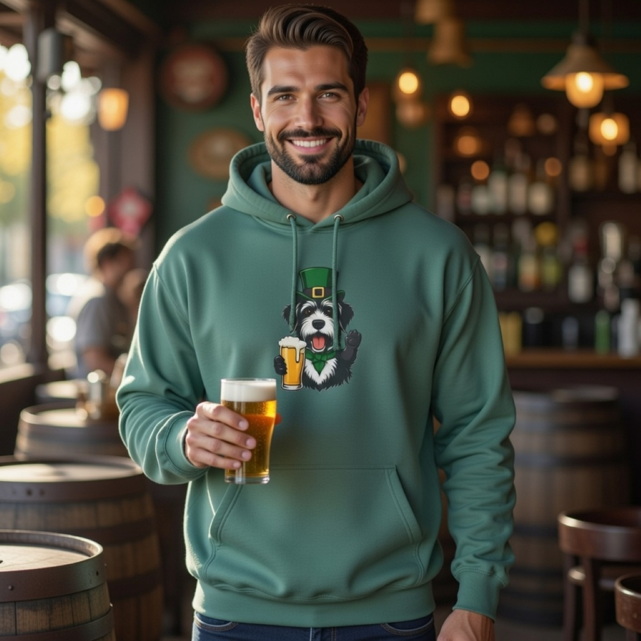 Terrier Dog Beer Hoodie – St. Patrick’s Day Pullover for Dog Lovers product thumbnail image Terrier Dog Beer Hoodie – St. Patrick’s Day Pullover for Dog Lovers product thumbnail image