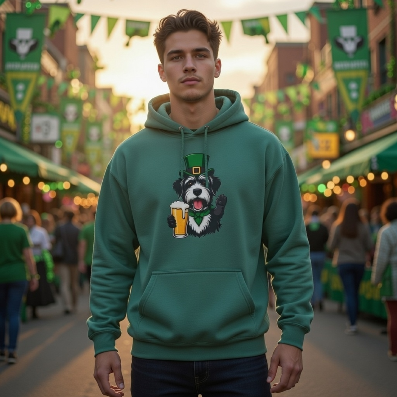Terrier Dog Beer Hoodie – St. Patrick’s Day Pullover for Dog Lovers product thumbnail image Terrier Dog Beer Hoodie – St. Patrick’s Day Pullover for Dog Lovers product thumbnail image