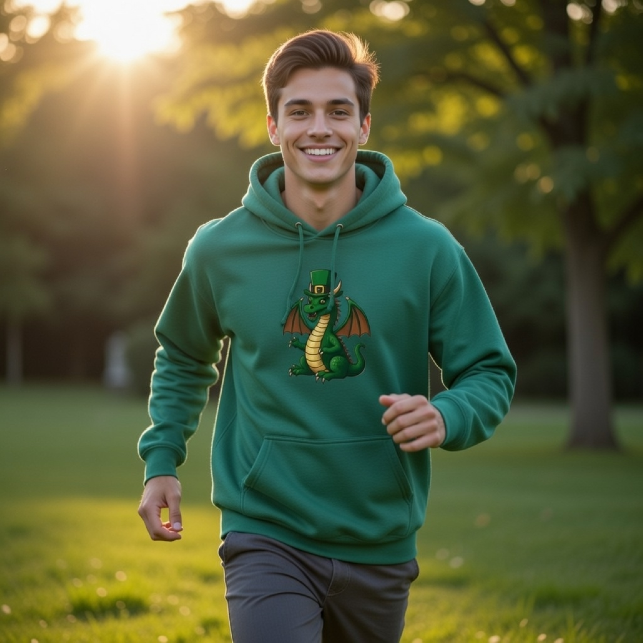 Leprechaun Dragon Hoodie – St. Patrick’s Day Pullover for Fantasy &amp; Irish Fans product thumbnail image