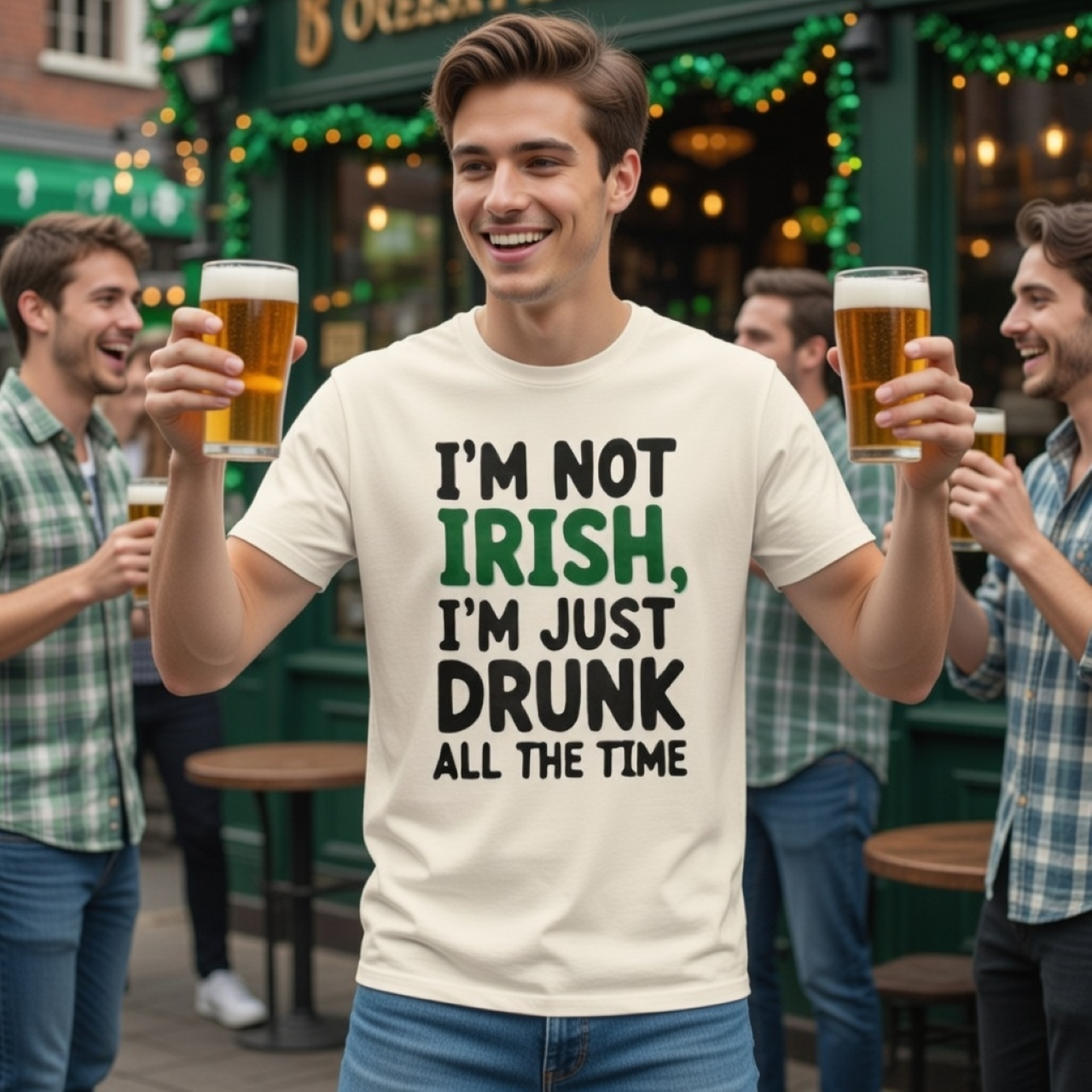 I’m Not Irish Just Drunk All the Time Tee – Funny St. Patrick’s Day Shirt, Unisex Drinking Graphic T-Shirt product thumbnail image