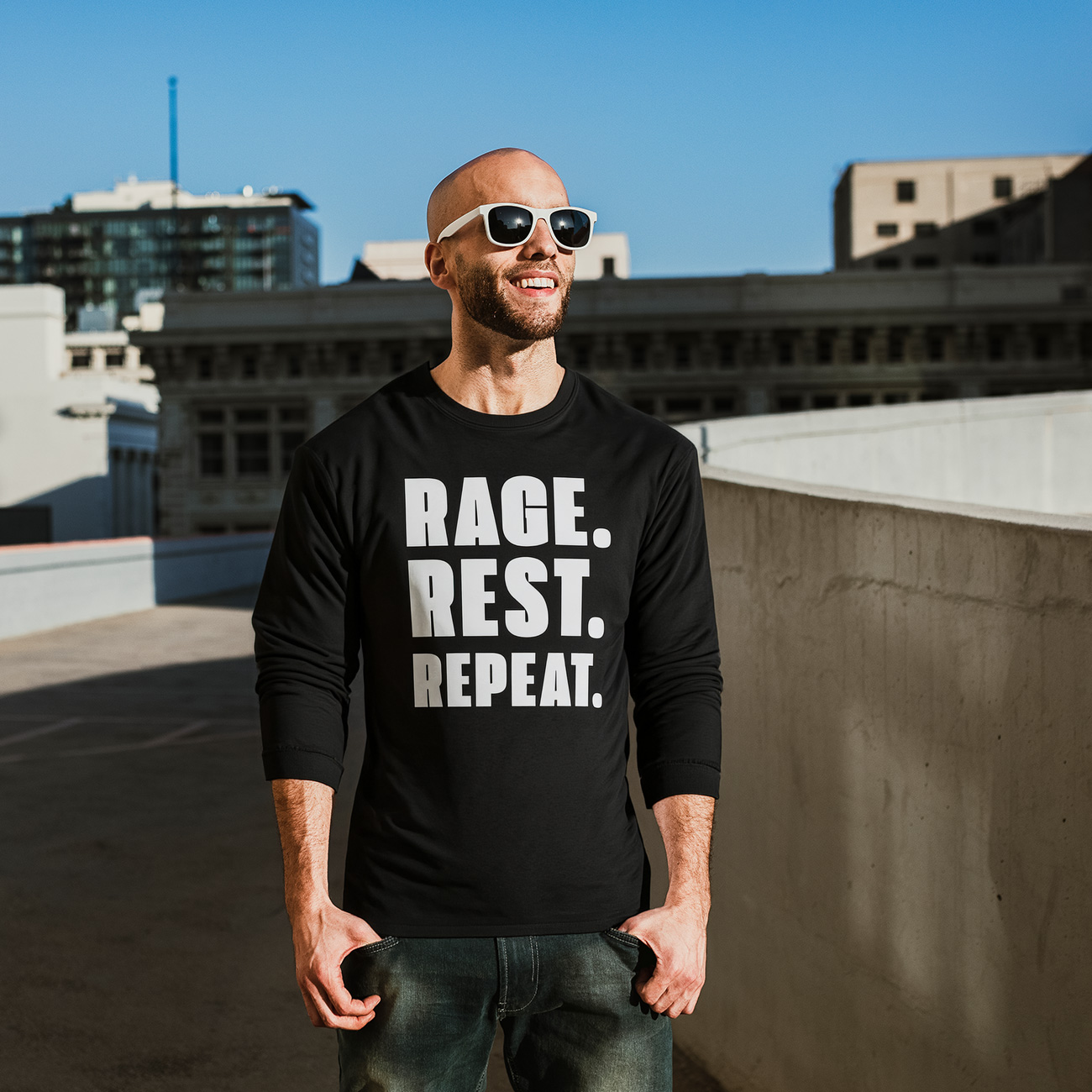 Long Sleeve Tee — RAGE. REST. REPEAT. Bold Statement Shirt product thumbnail image Long Sleeve Tee — RAGE. REST. REPEAT. Bold Statement Shirt product thumbnail image