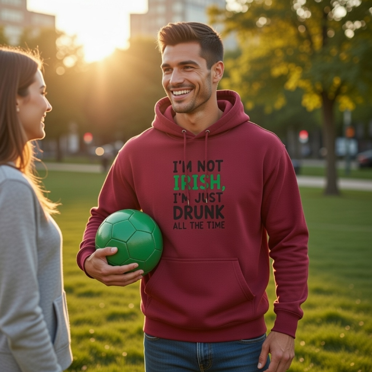 I’m Not Irish Just Drunk All the Time Hoodie – Funny St. Patrick’s Day Hoodie, Heavyweight Unisex Drinking Graphic Sweatshirt product thumbnail image