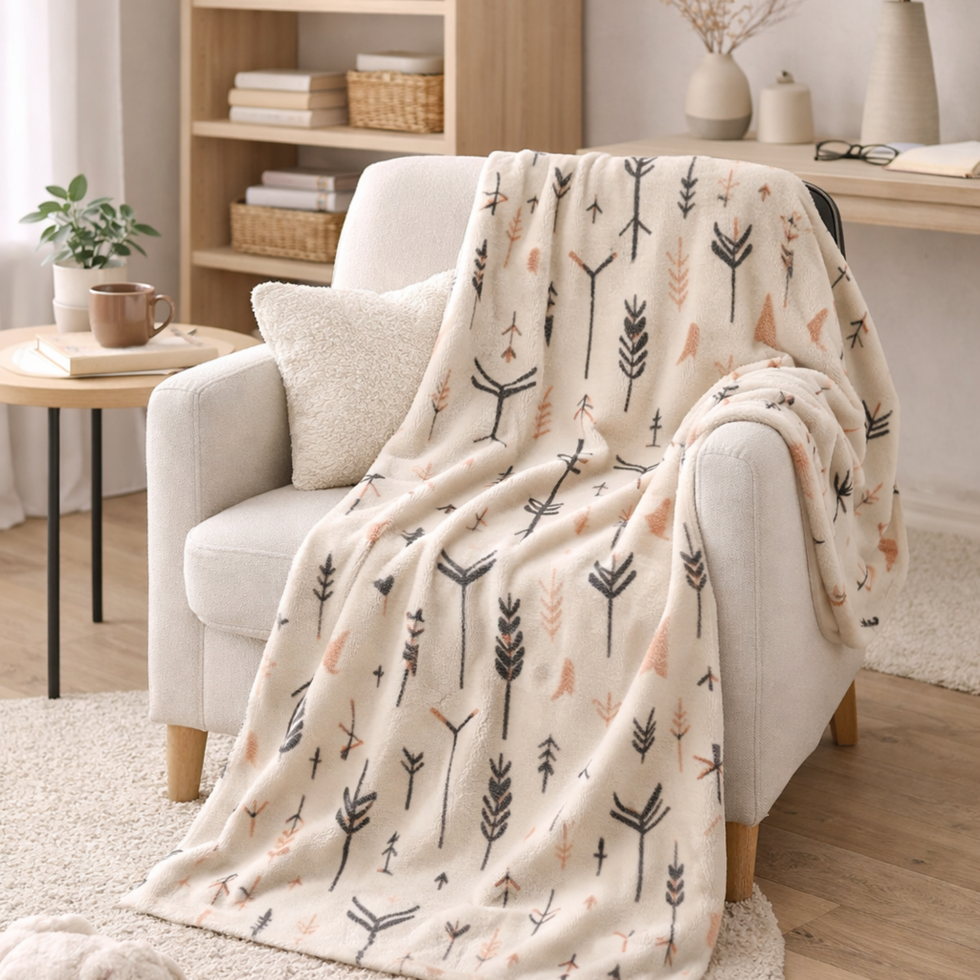 Neutral Abstract Cozy Throw Blanket product thumbnail image Neutral Abstract Cozy Throw Blanket product thumbnail image