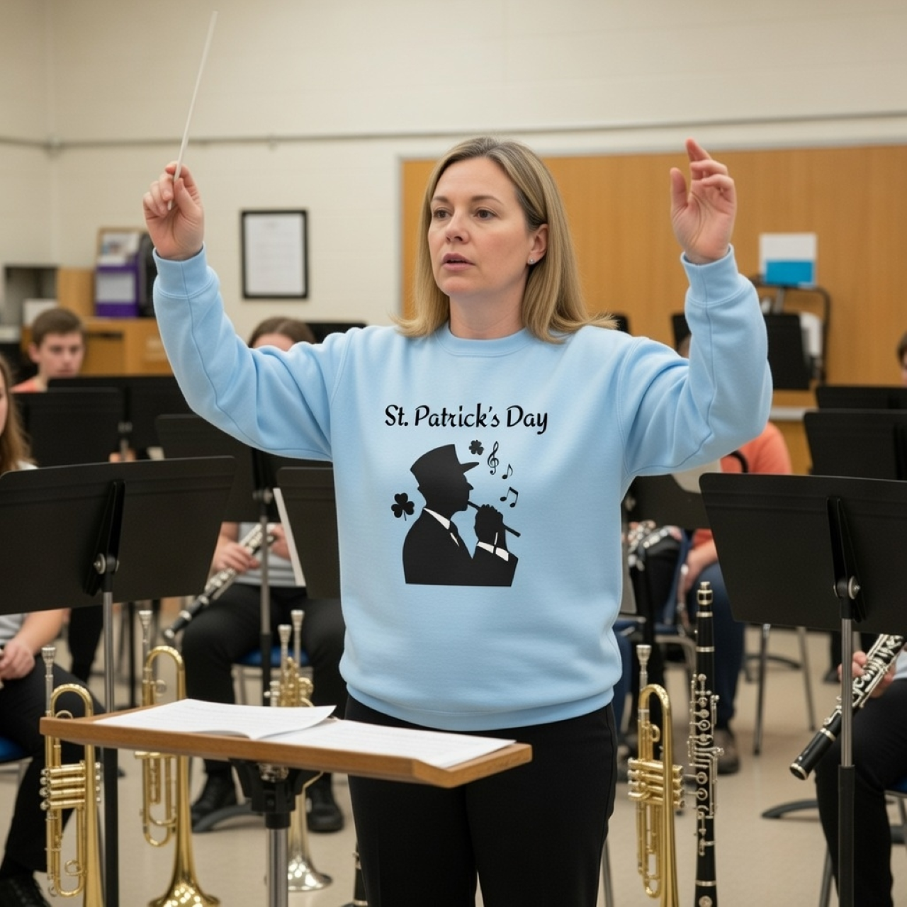 St. Patrick’s Day Music Man Sweatshirt – Irish Music Graphic Crewneck, Relaxed Unisex Pullover product thumbnail image St. Patrick’s Day Music Man Sweatshirt – Irish Music Graphic Crewneck, Relaxed Unisex Pullover product thumbnail image