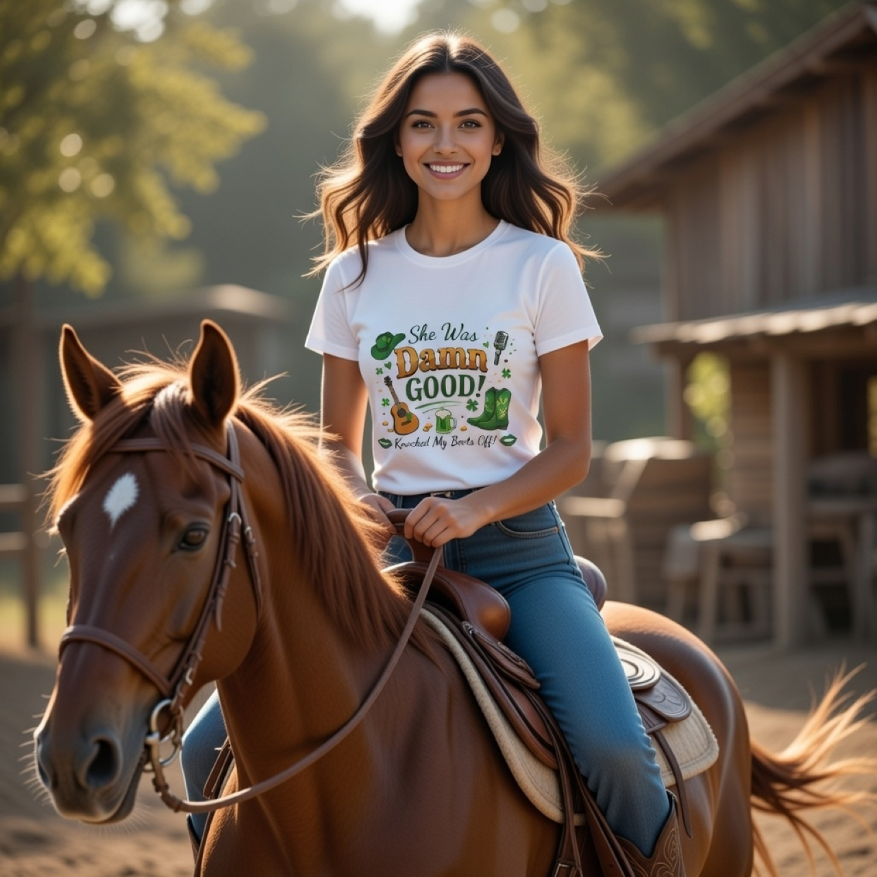 Cute Country Girl Tee – Vintage Western Graphic T-Shirt for Women | Soft Relaxed Fit Cowgirl Country Shirt product thumbnail image