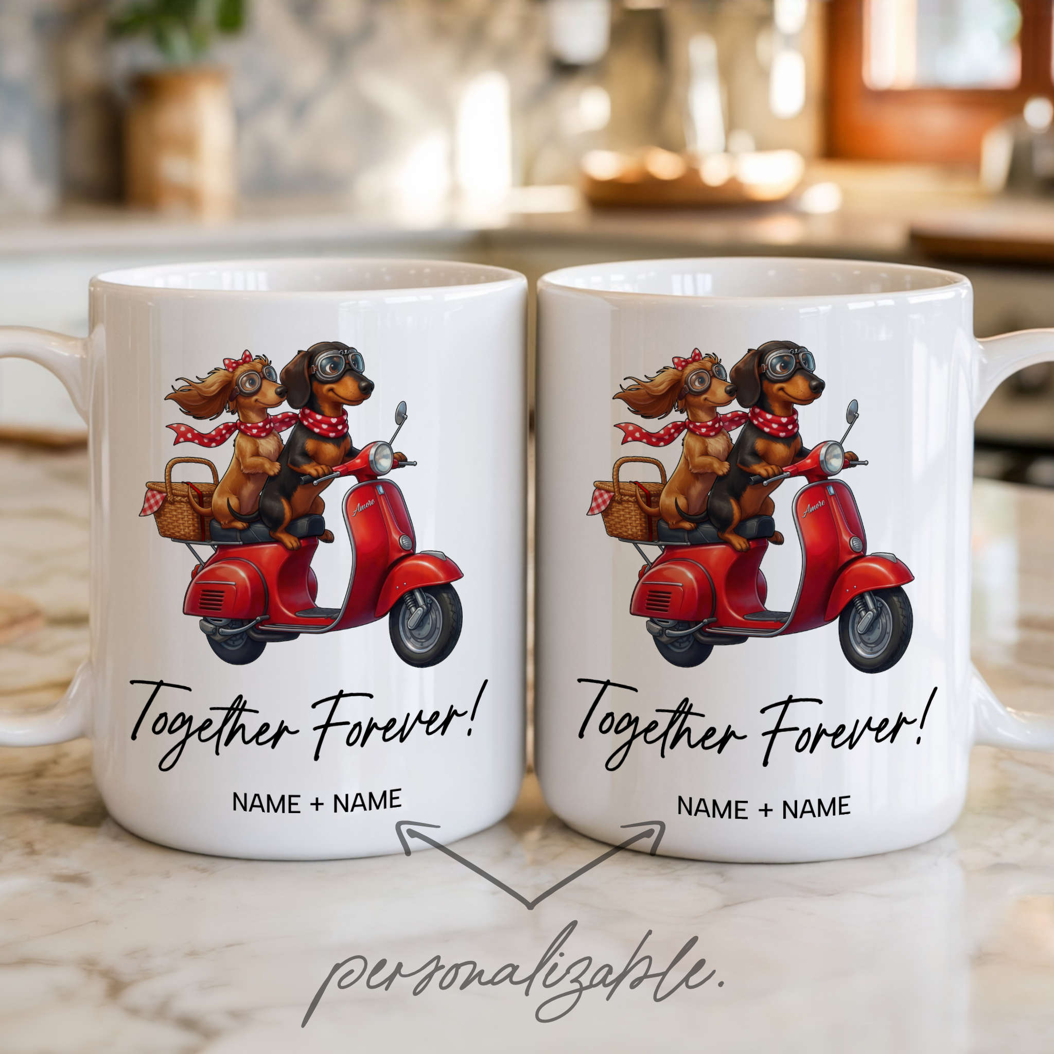 Personalizable Dachshund Couple 11oz Mug – Together Forever Romantic Valentine's Day or Anniversary Gift product thumbnail image