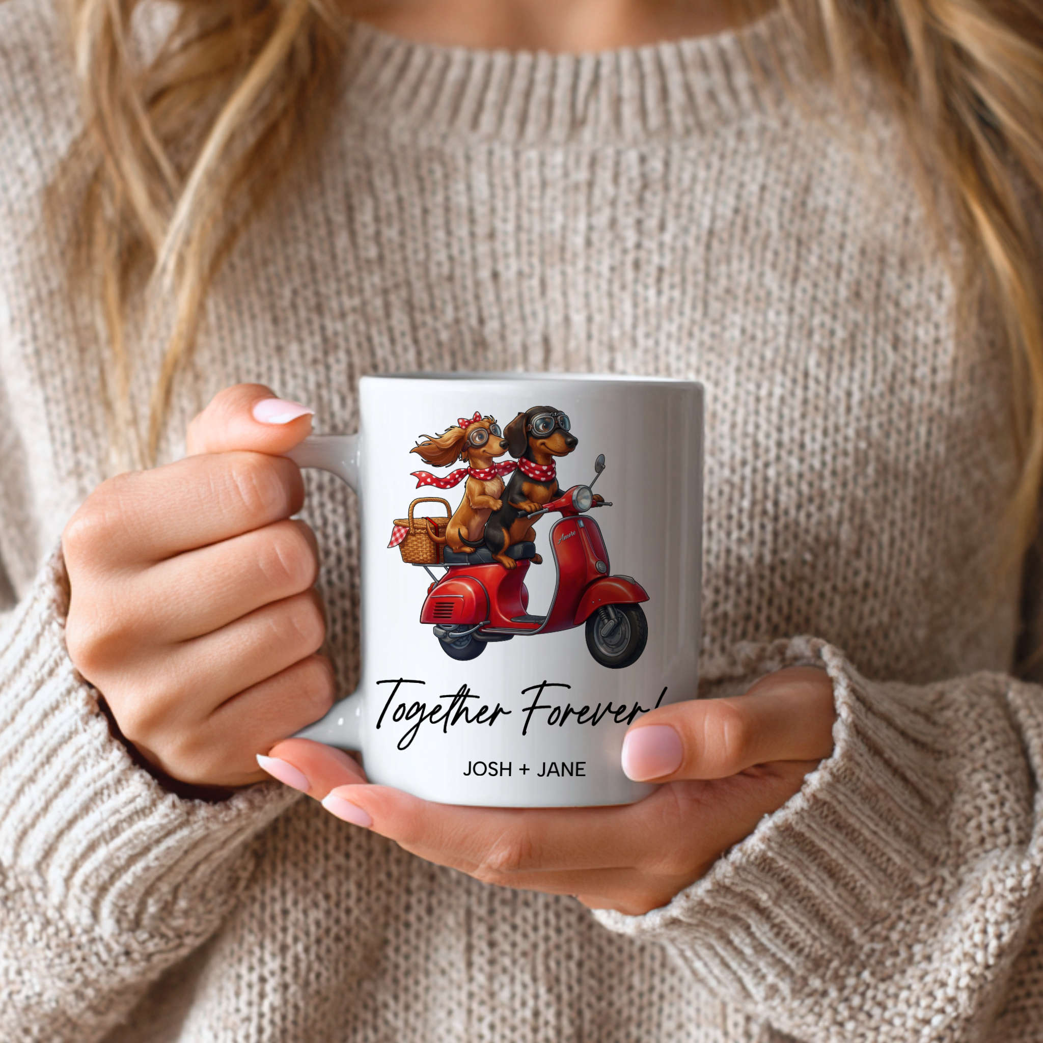 Personalizable Dachshund Couple 11oz Mug – Together Forever Romantic Valentine's Day or Anniversary Gift product thumbnail image
