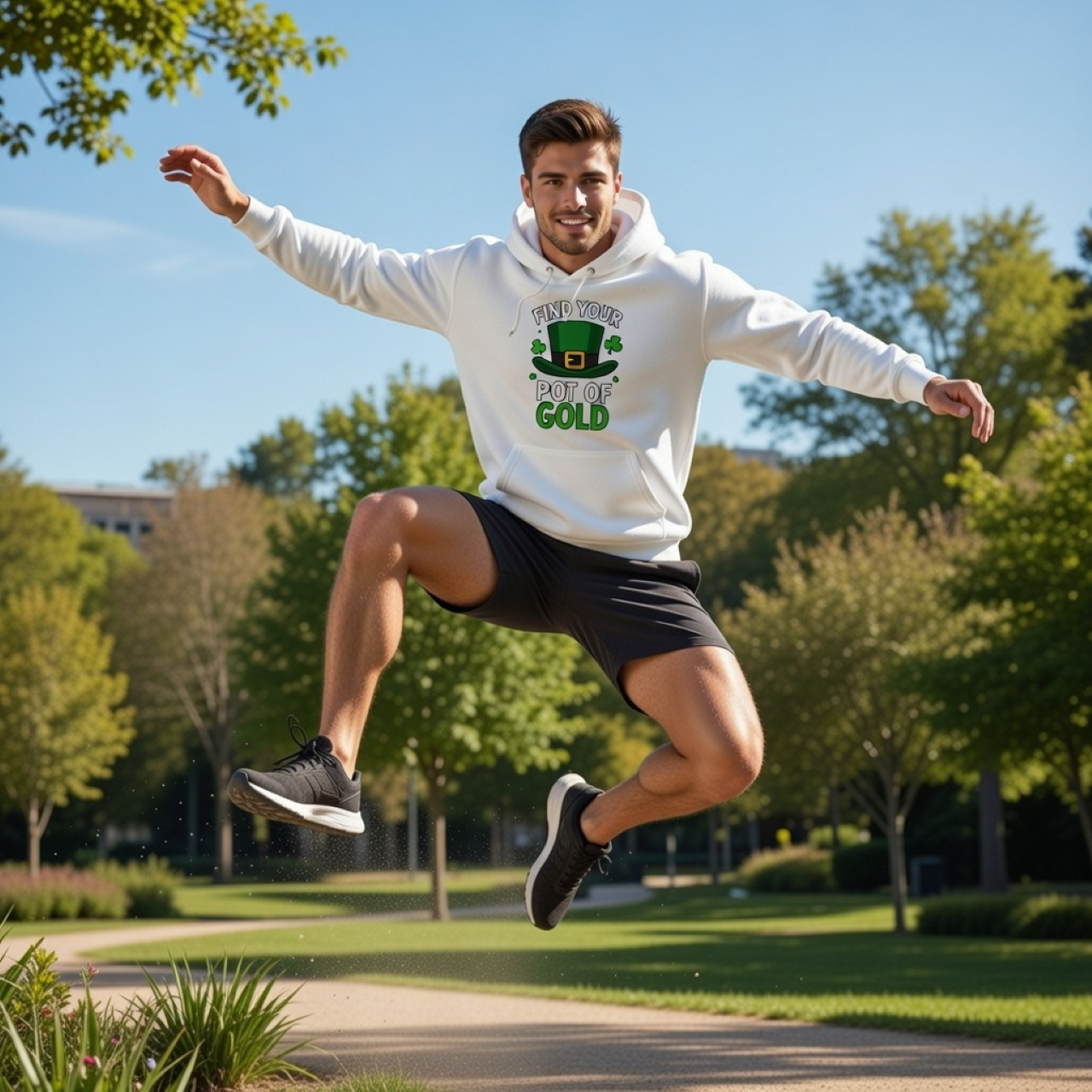 Find Your Pot of Gold Hoodie – Relaxed Garment-Dyed Pullover | Leprechaun &amp; Shamrock Graphic Sweatshirt product thumbnail image