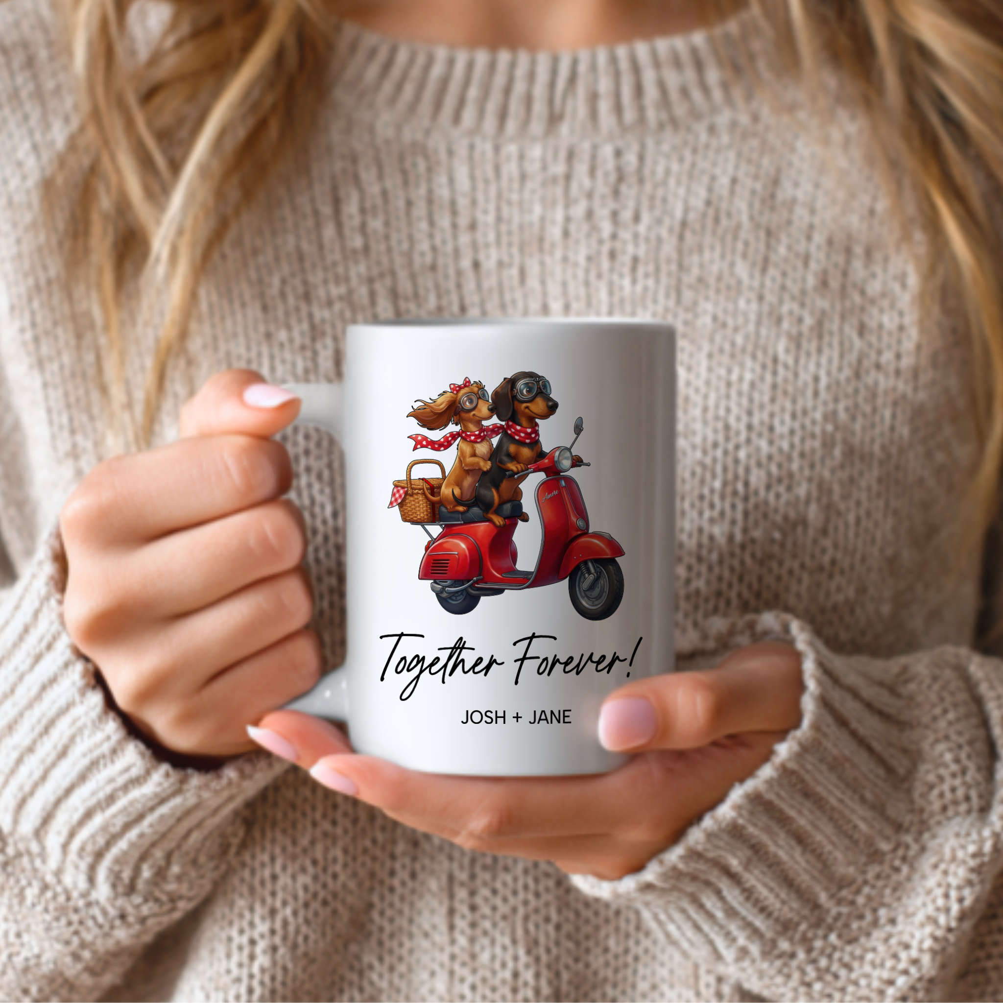 Personalizable Dachshund Couple 15oz Mug – Together Forever Romantic Valentine's Day or Anniversary Gift product thumbnail image
