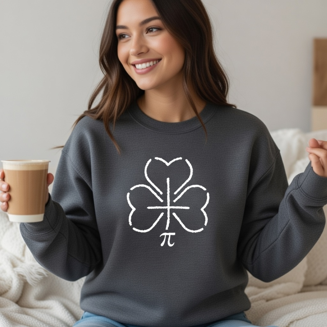 Pi Shamrock Pi Sweatshirt – Garment-Dyed Clover Math Crewneck product thumbnail image
