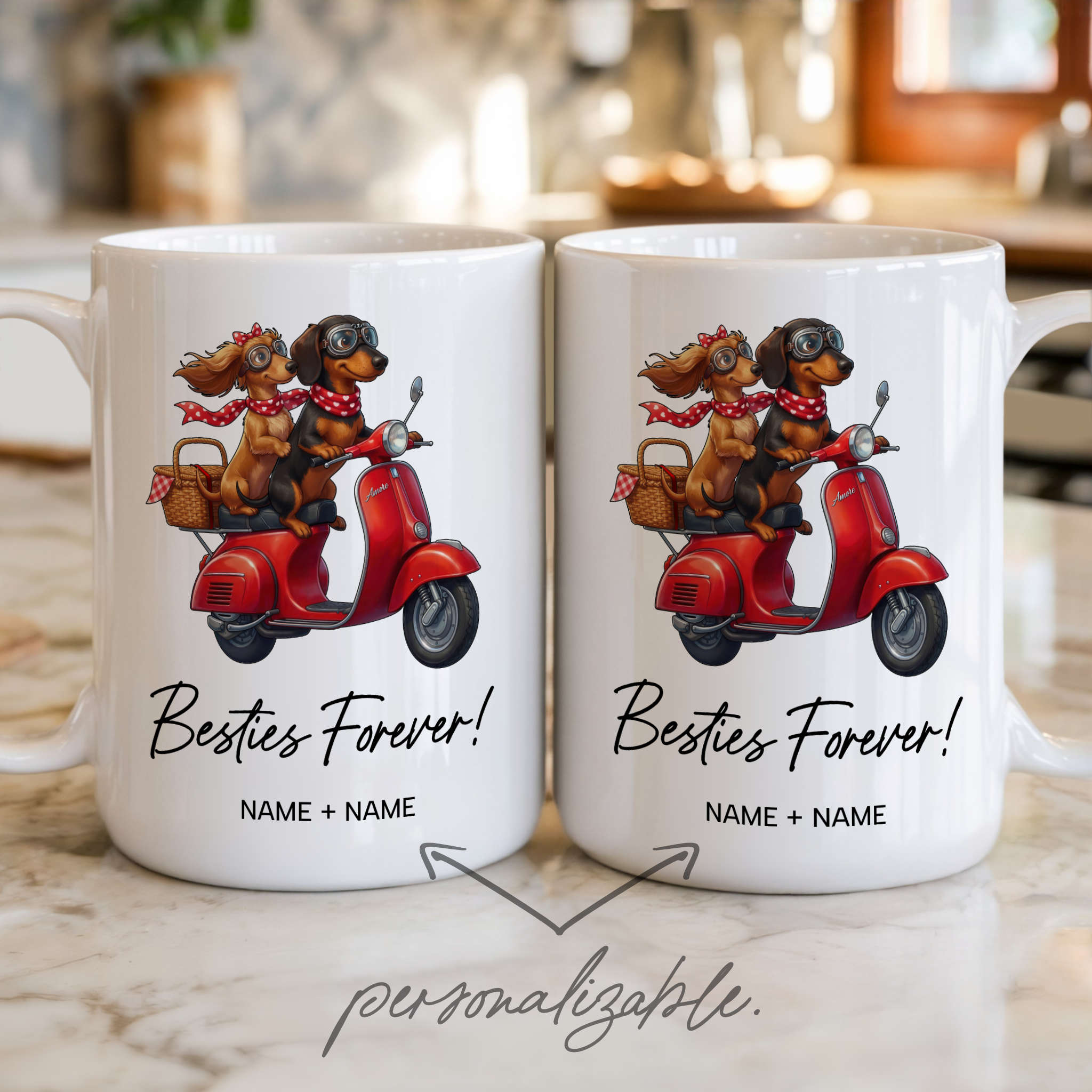 Personalizable Dachshund Couple 15oz Mug – Besties Forever Romantic Valentine's Day or Anniversary Gift product thumbnail image Personalizable Dachshund Couple 15oz Mug – Besties Forever Romantic Valentine's Day or Anniversary Gift product thumbnail image